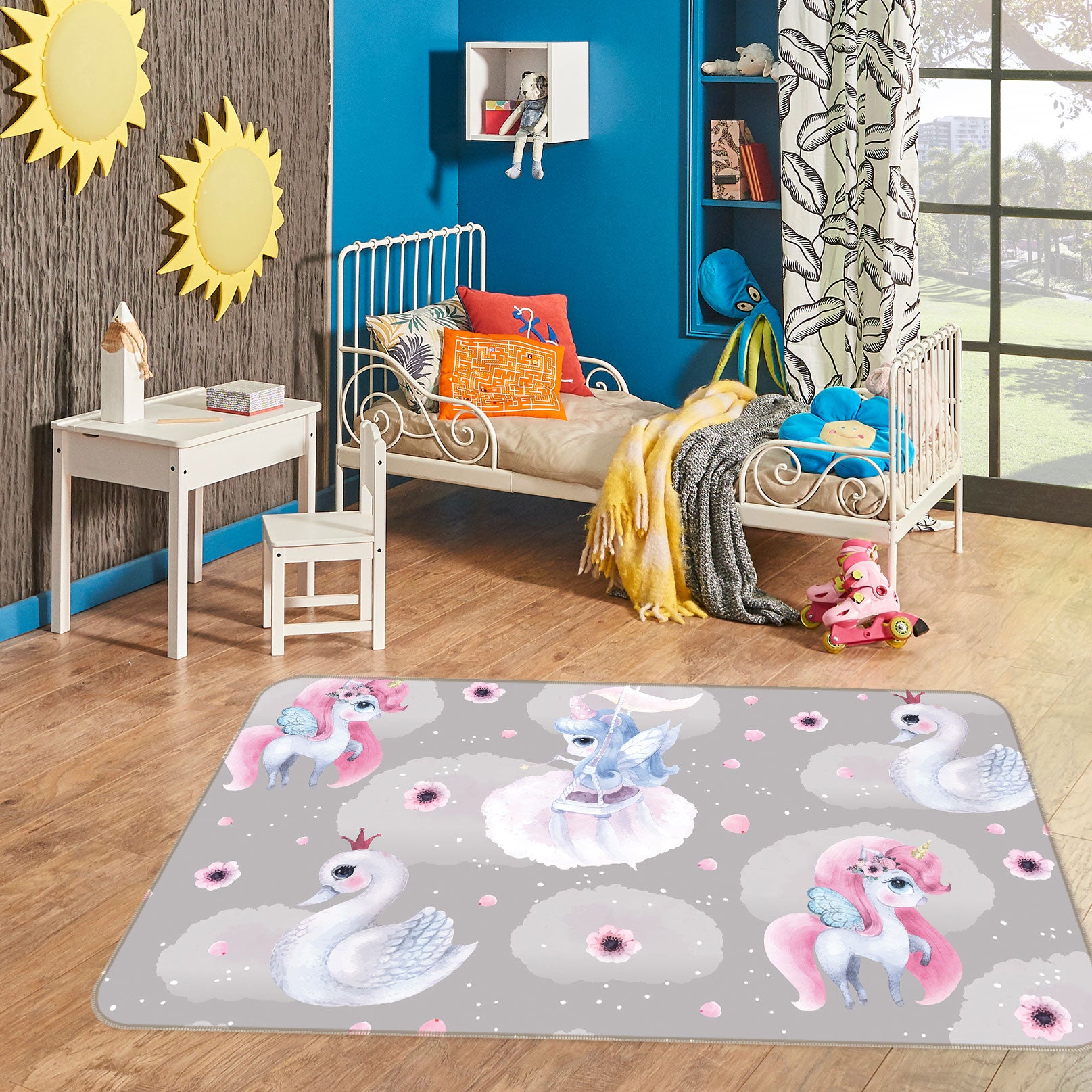 3D Swan Unicorn 77188 Non Slip Rug Mat