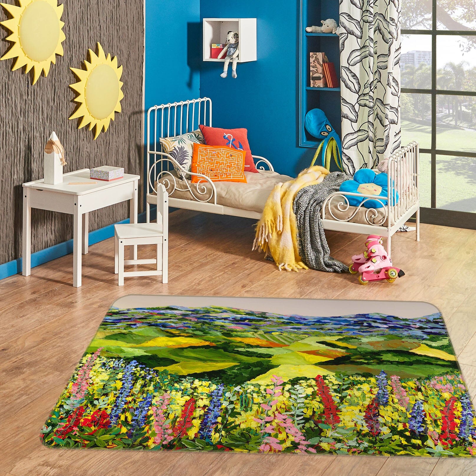 3D Yellow Flowers 1013 Allan P. Friedlander Rug Non Slip Rug Mat Mat AJ Creativity Home