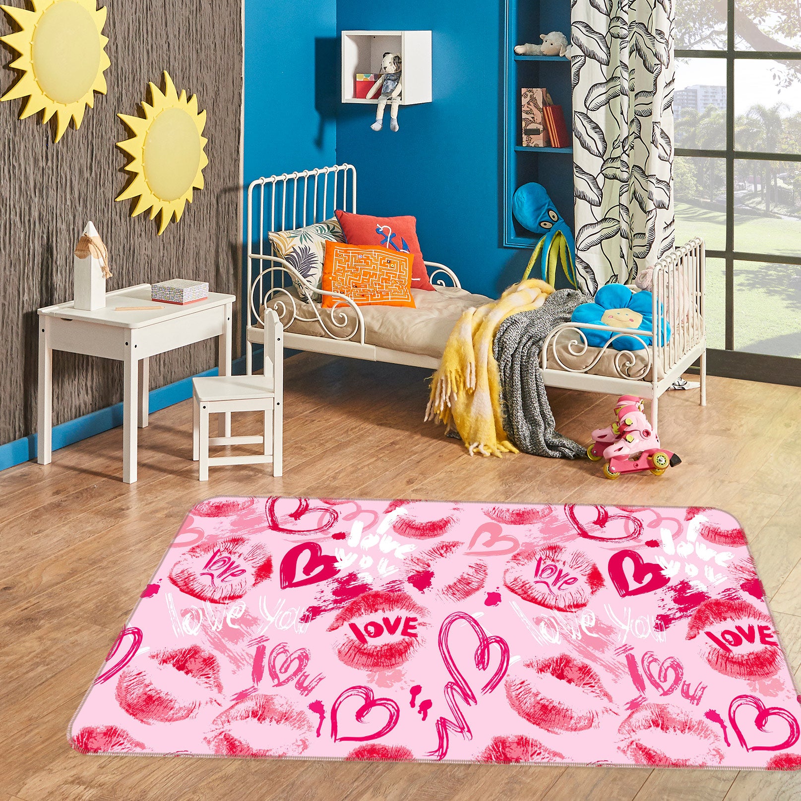 3D Pink Heart 77104 Non Slip Rug Mat