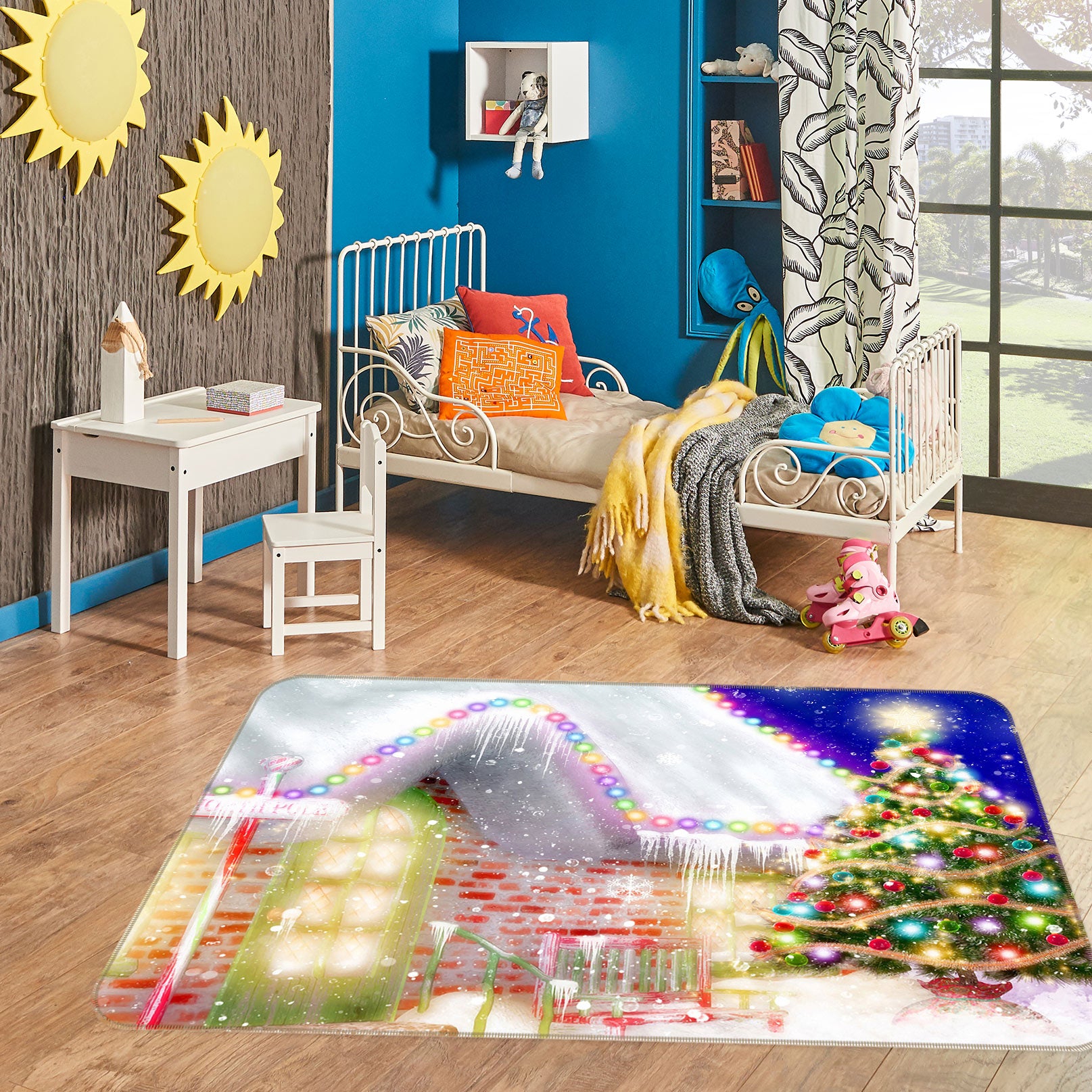 3D Snow Lantern House 75151 Non Slip Rug Mat