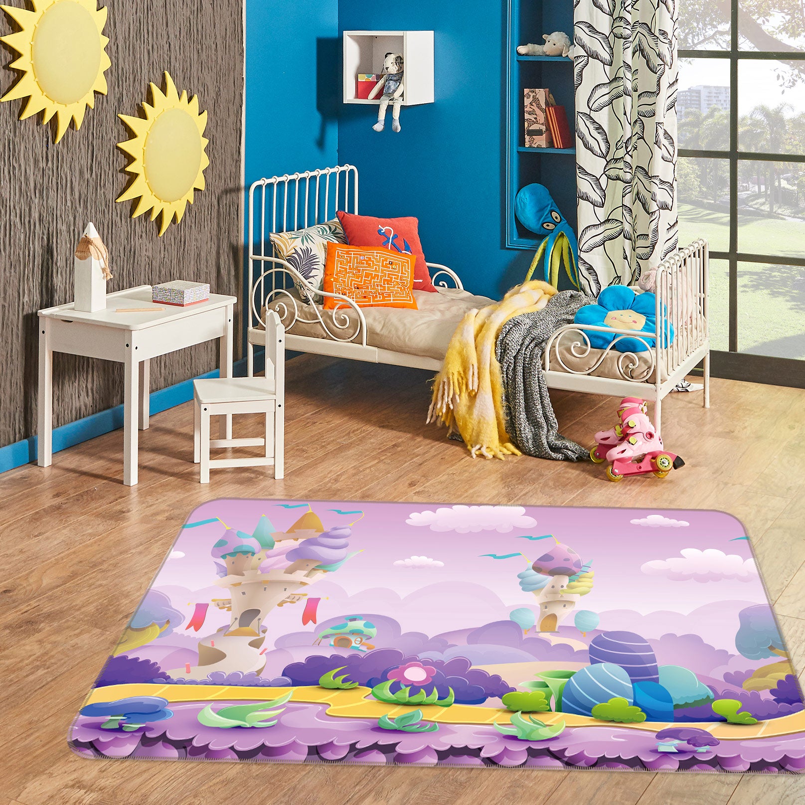 3D Purple Grove 77027 Non Slip Rug Mat