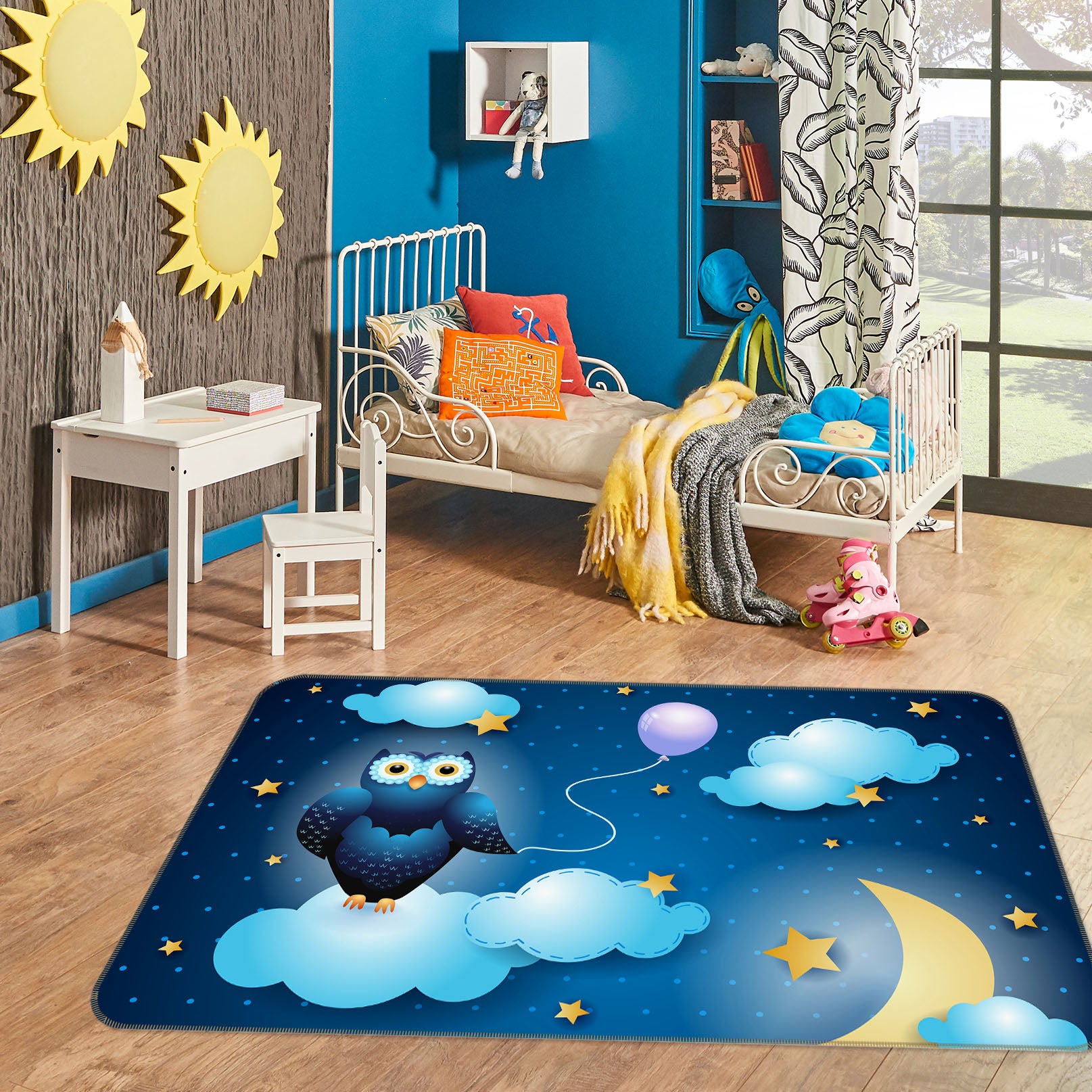 3D Owl Moon 35217 Non Slip Rug Mat