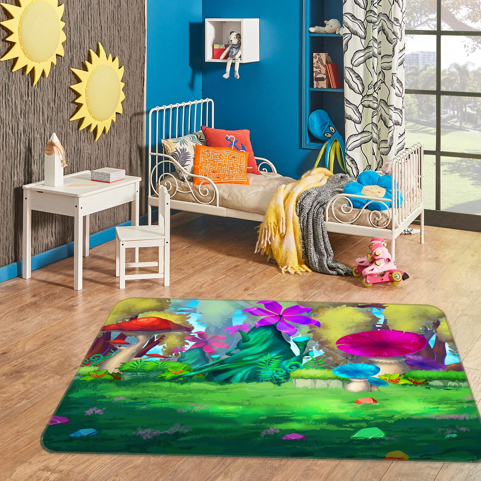 3D Jungle Mushroom Tree 77128 Non Slip Rug Mat