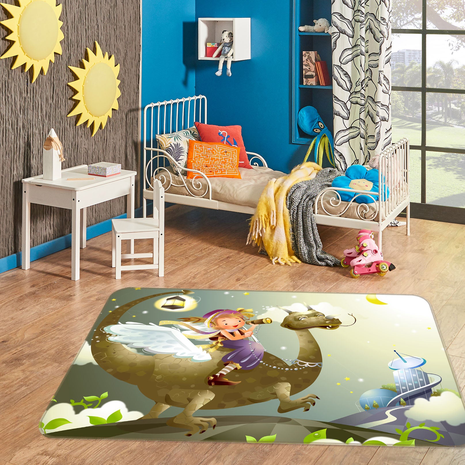 3D Dinosaur Girl 34002 Non Slip Rug Mat
