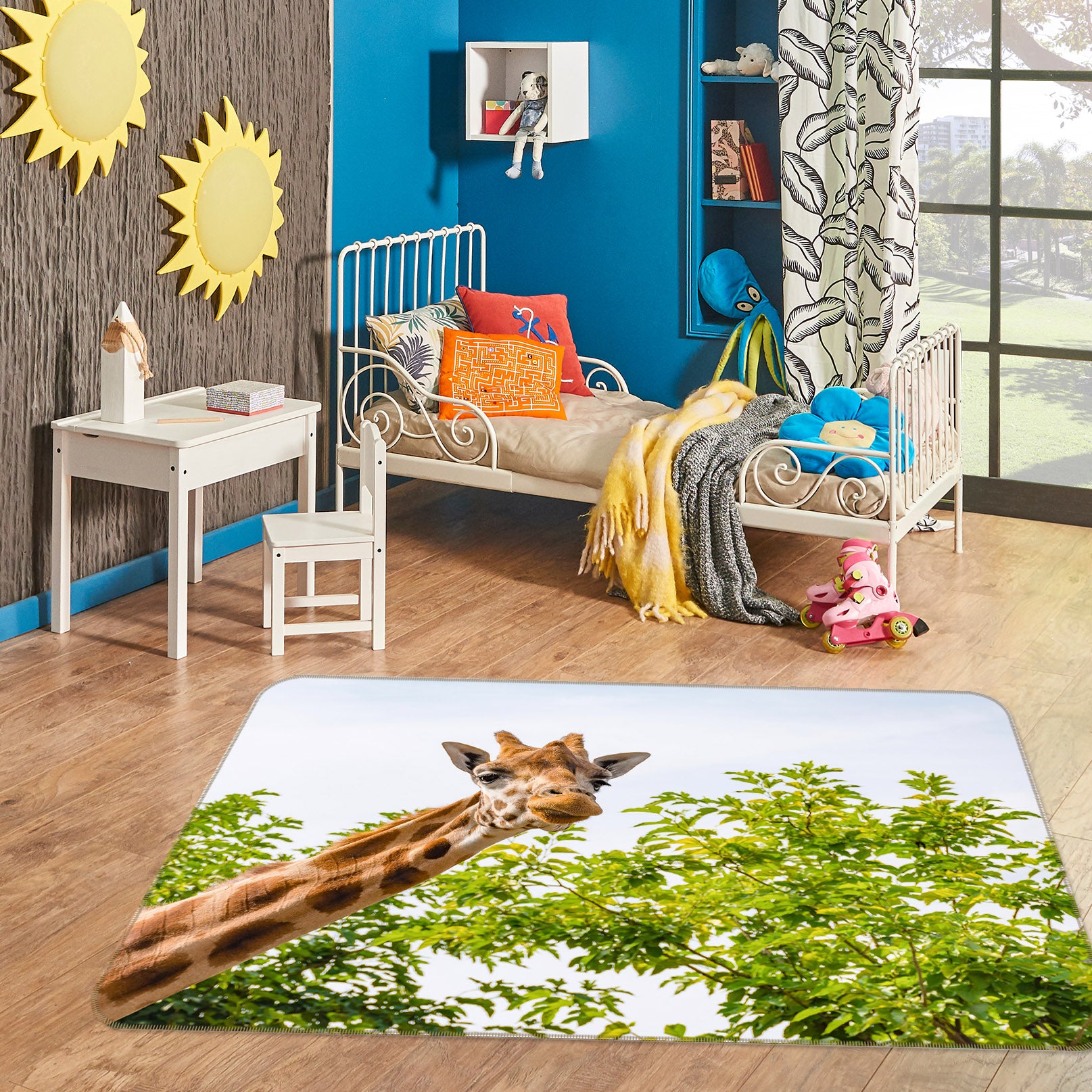3D Giraffe Woods 136 Animal Non Slip Rug Mat