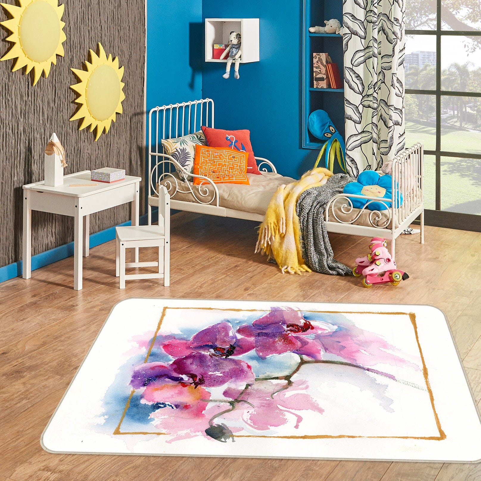 3D Colored Flowers 1007 Anne Farrall Doyle Rug Non Slip Rug Mat Mat AJ Creativity Home