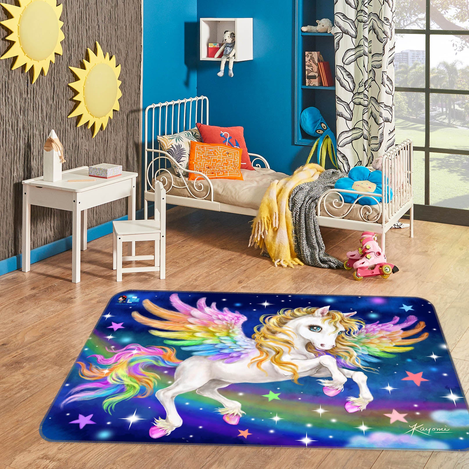 3D Fantasy Unicorn 5625 Kayomi Harai Rug Non Slip Rug Mat