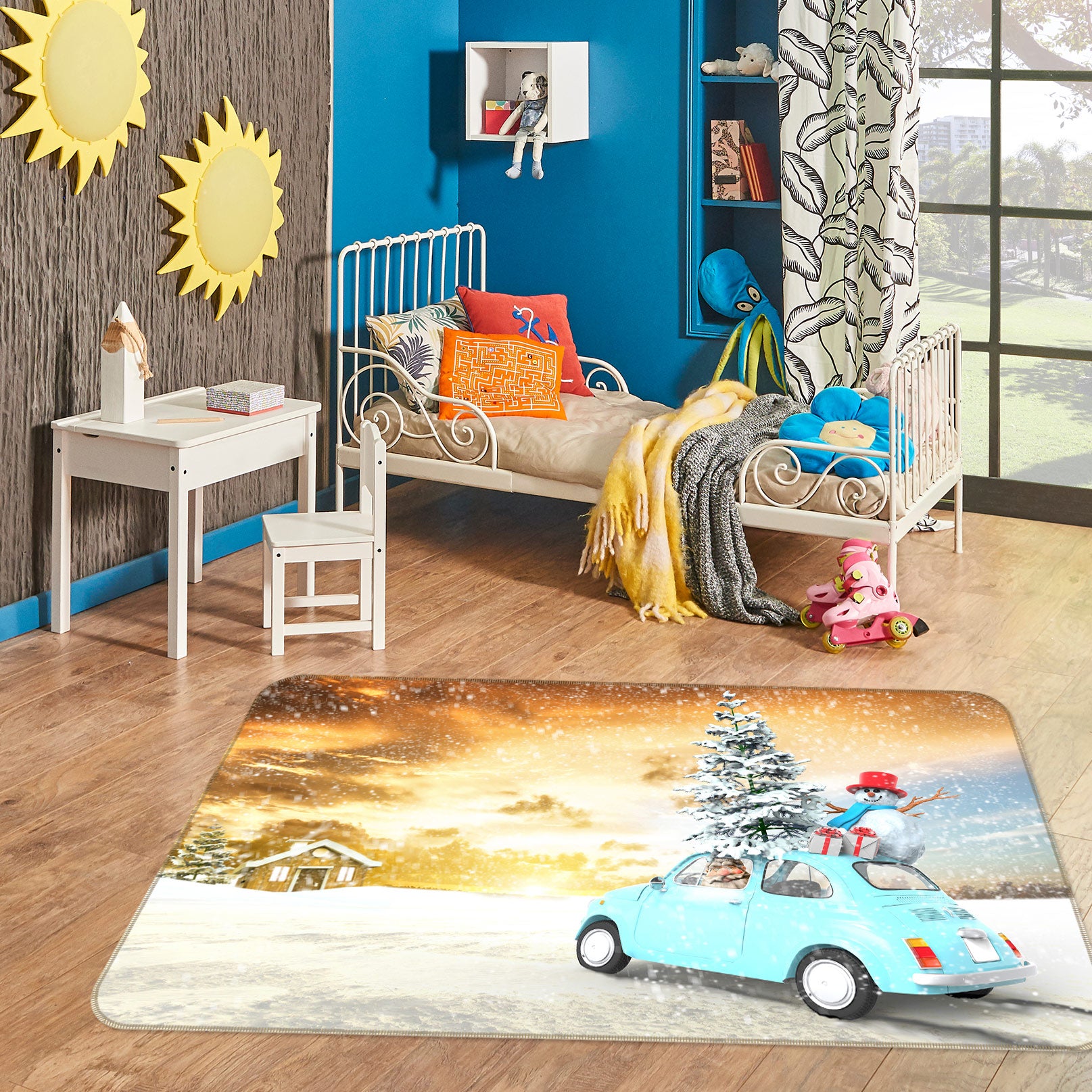 3D Snow Mint Green Car 67207 Vehicle Non Slip Rug Mat