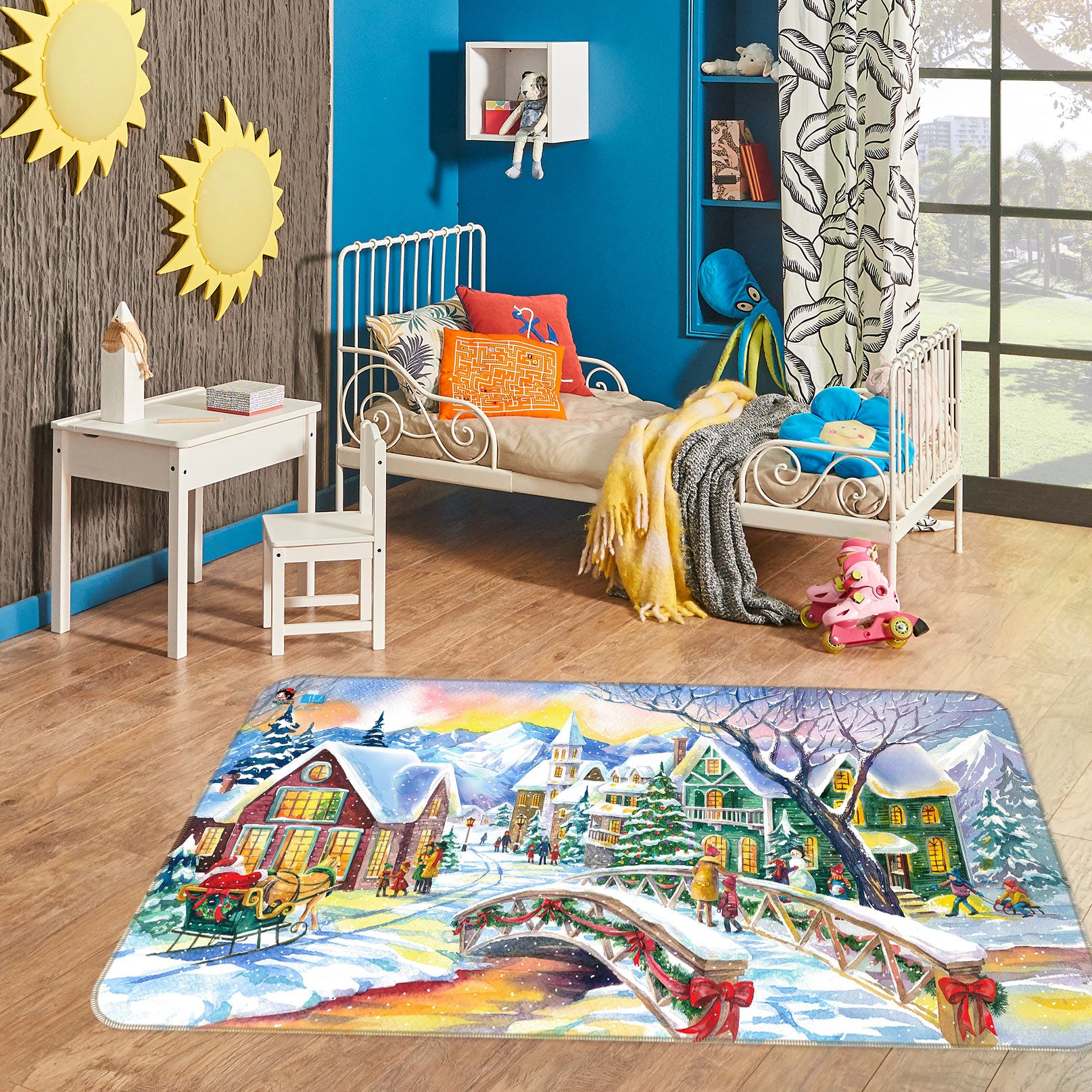 3D Snow House 55009 Christmas Non Slip Rug Mat Xmas