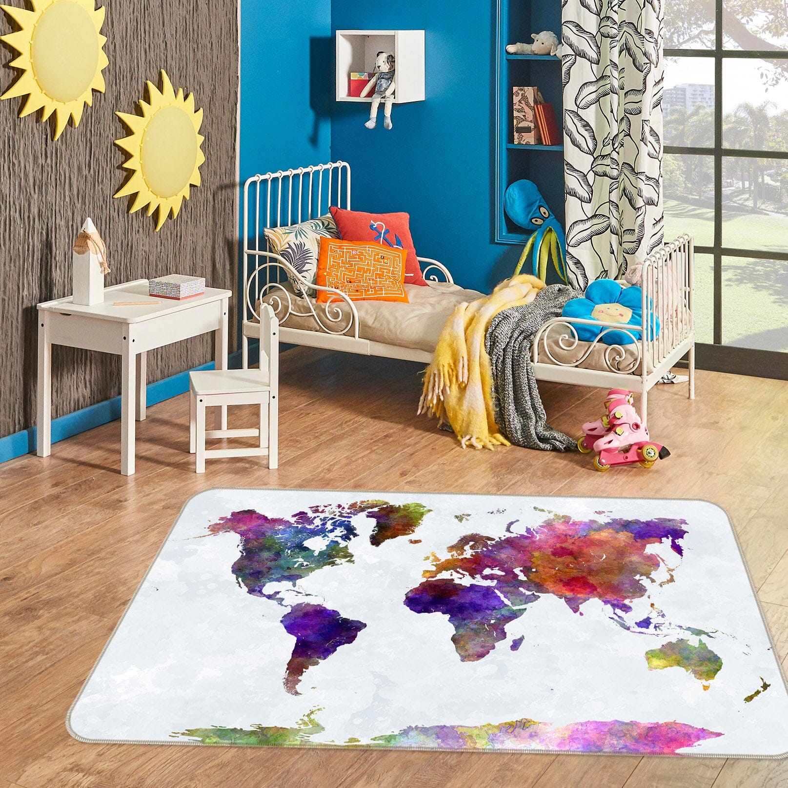 3D Color Cloth 201 World Map Non Slip Rug Mat Mat AJ Creativity Home