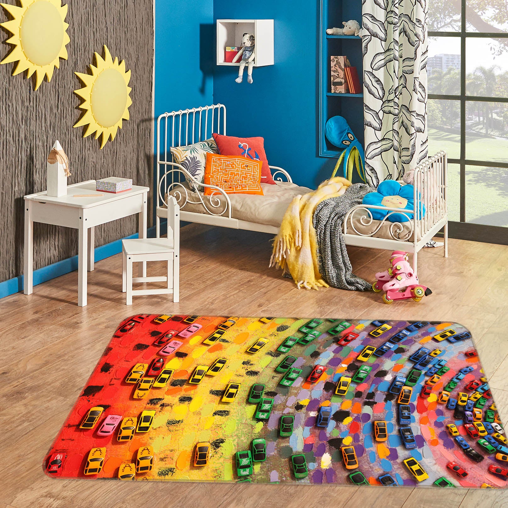 3D Rainbow Car 36168 Non Slip Rug Mat