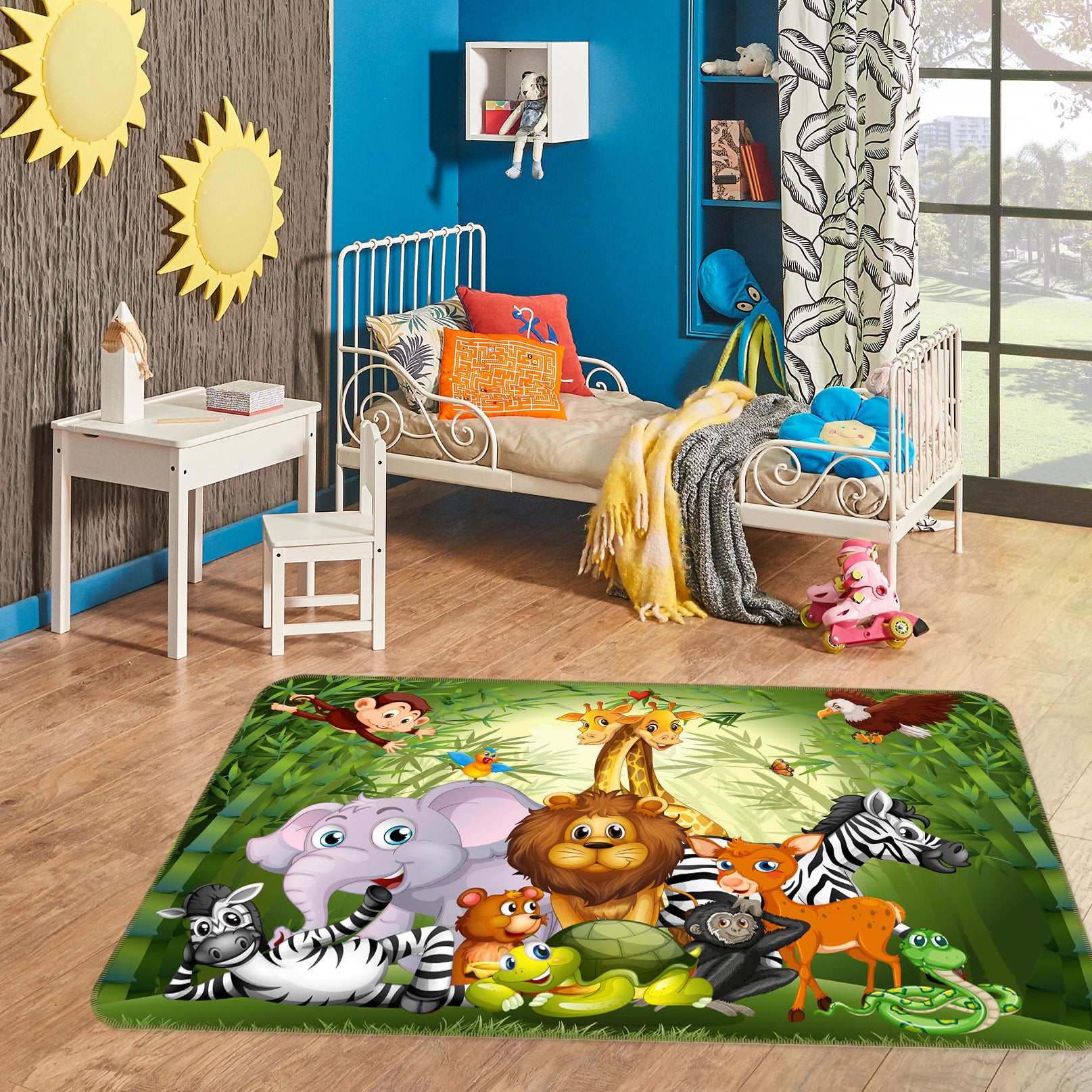 3D Animal Bamboo Pattern 30072 Non Slip Rug Mat
