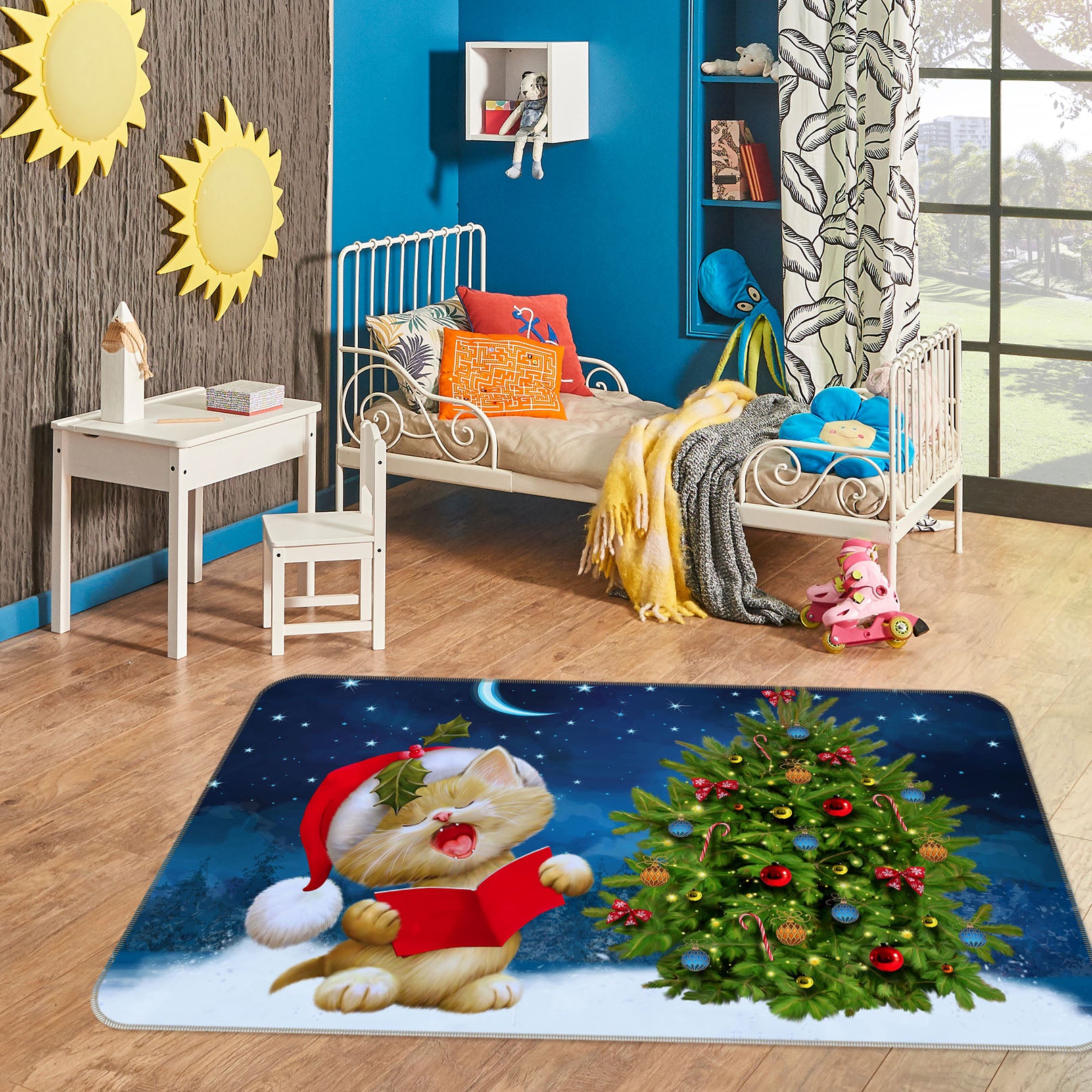 3D Cat Christmas Tree 35129 Non Slip Rug Mat