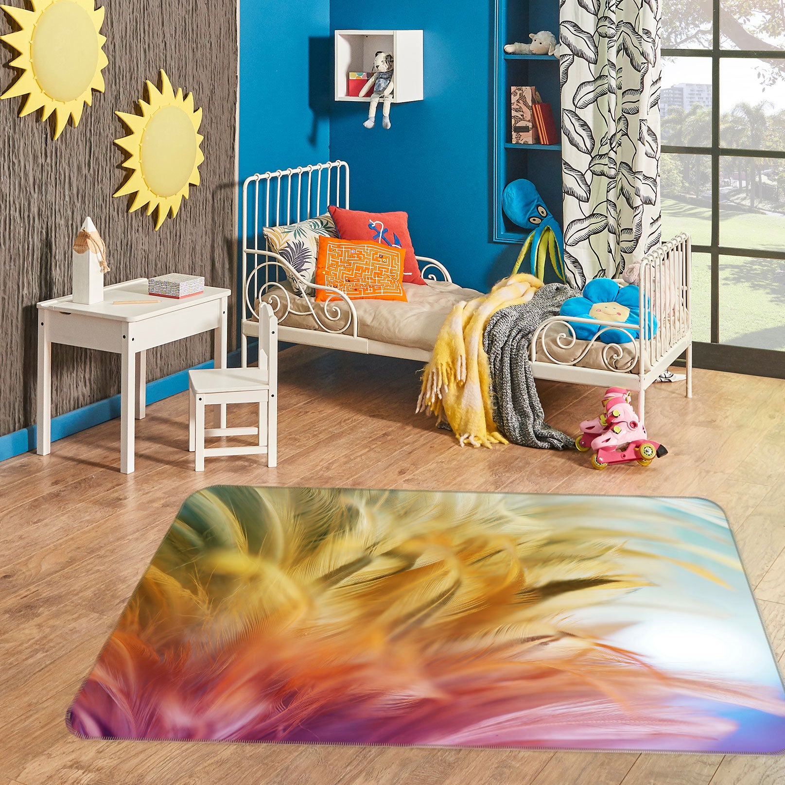 3D Hairy Leaves 30052 Non Slip Rug Mat
