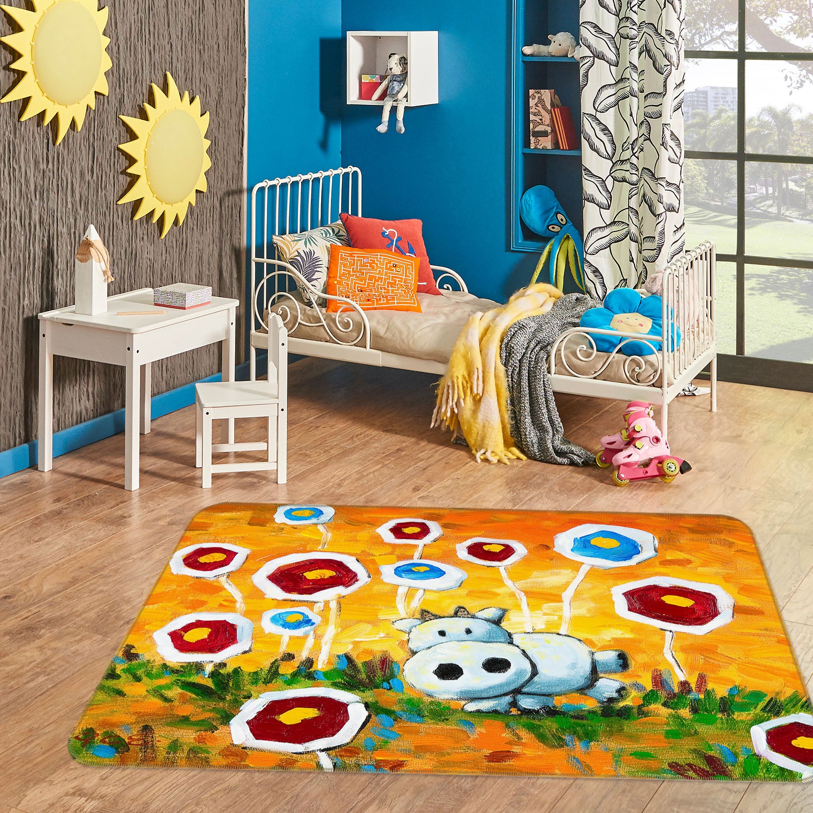 3D Flower Cattle 33139 Non Slip Rug Mat