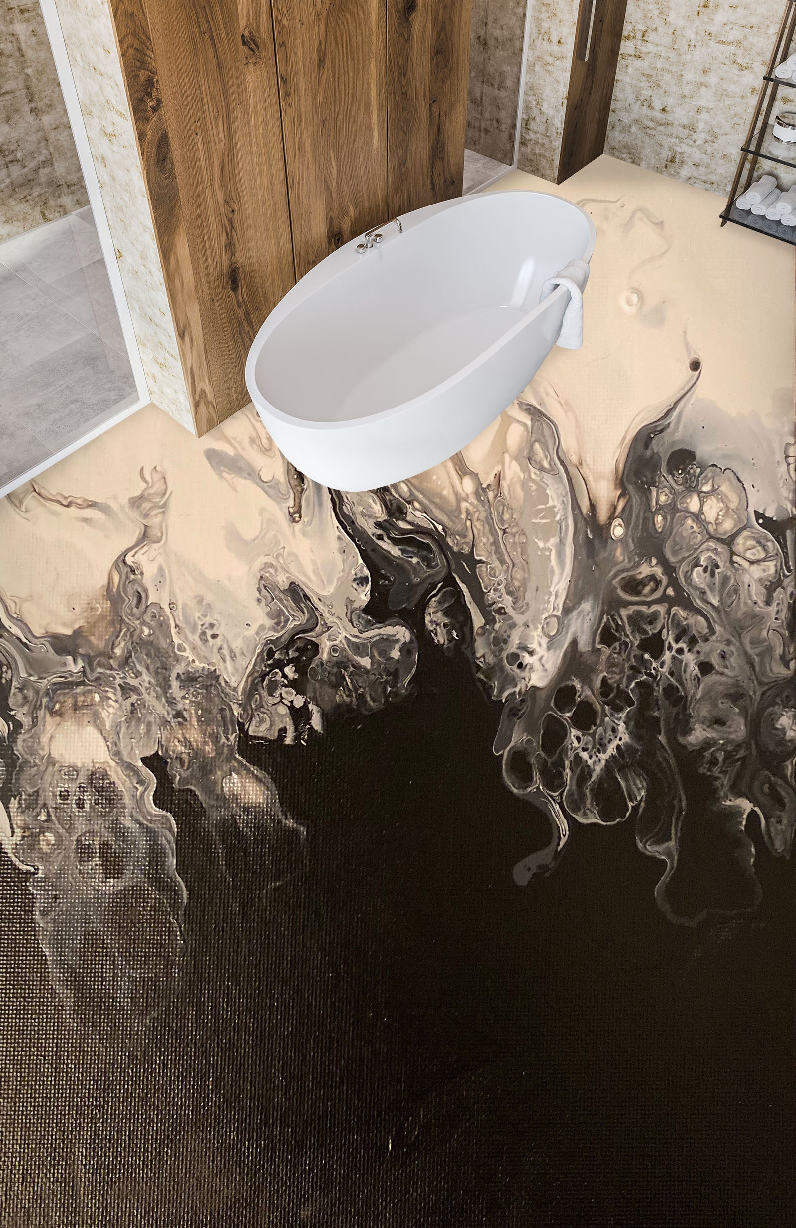 3D Black Ink Texture 98196 Valerie Latrice Floor Mural