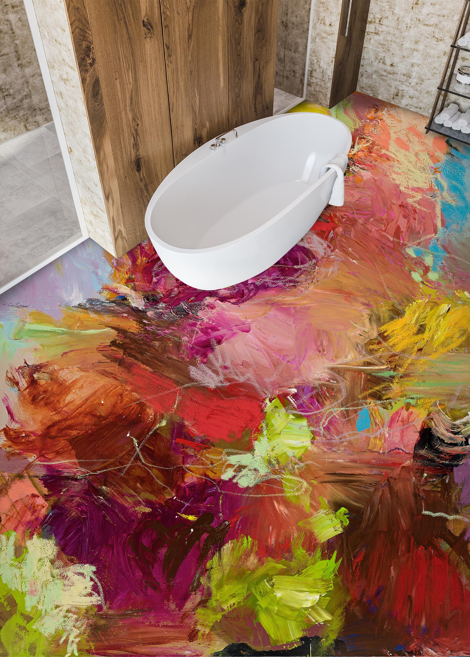 3D Red Paint Texture 9943 Allan P. Friedlander Floor Mural