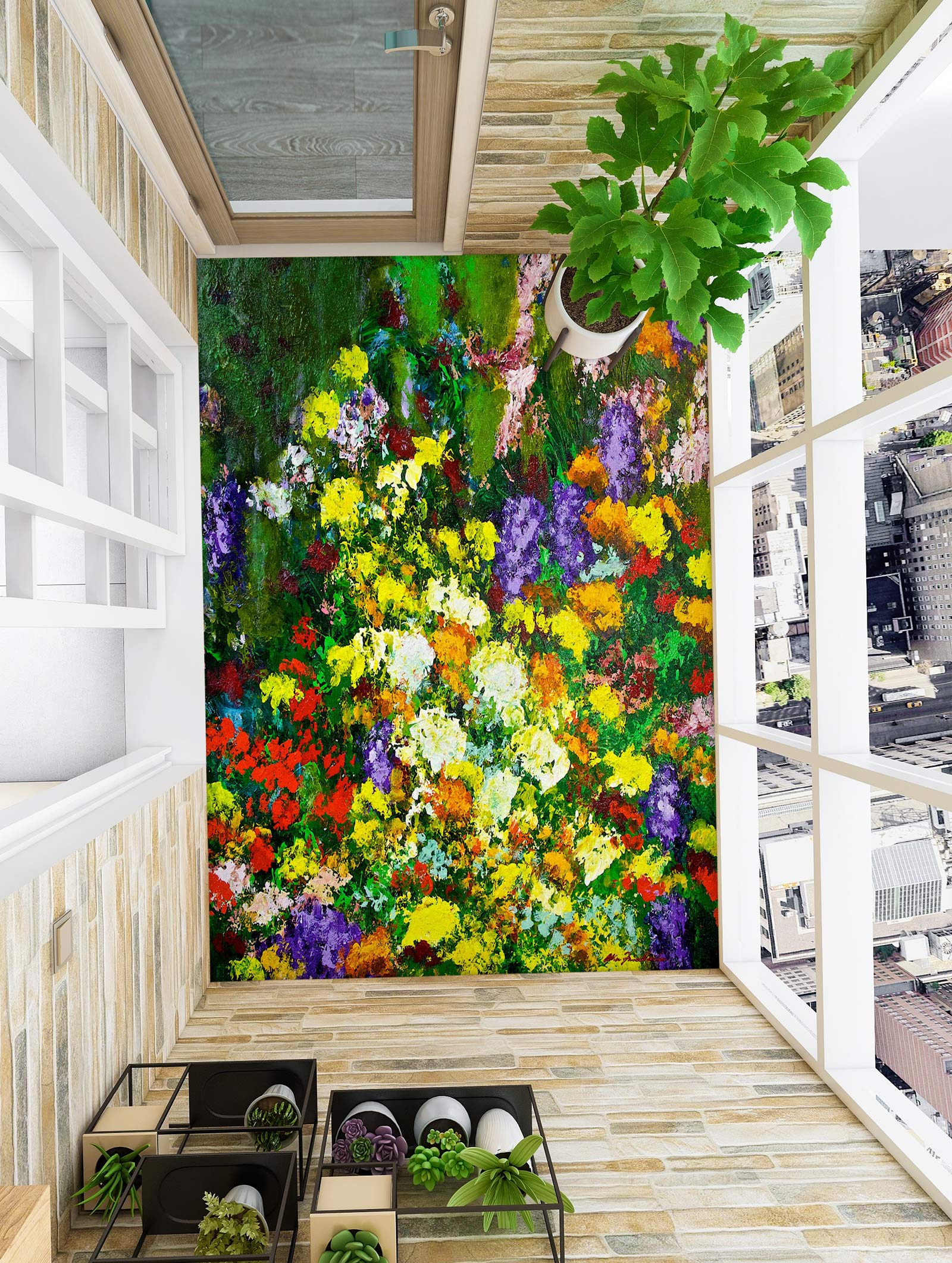 3D Colorful Flowers 9695 Allan P. Friedlander Floor Mural
