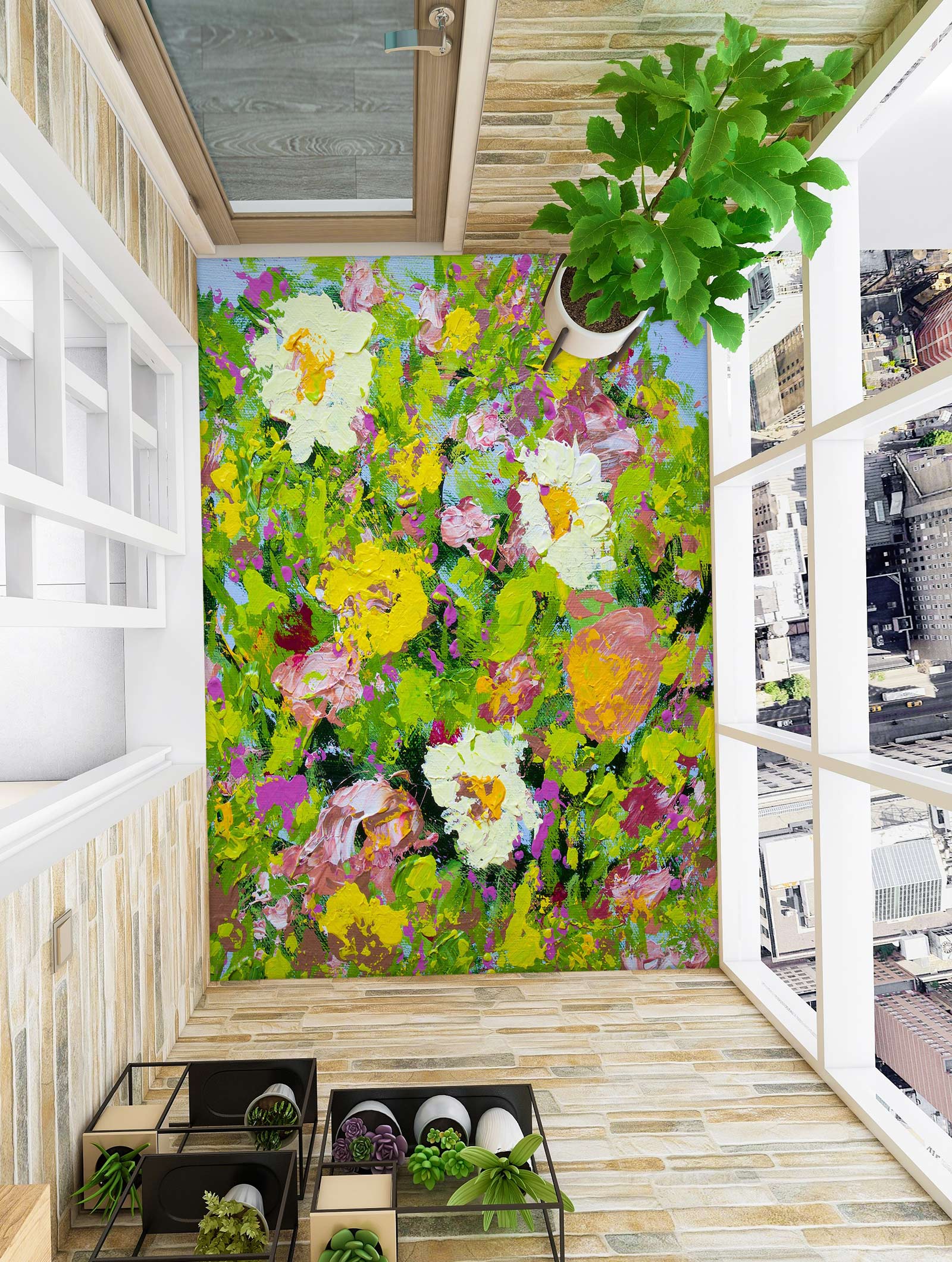 3D Oil Painting Colorful Flowers 96108 Allan P. Friedlander Floor Mural