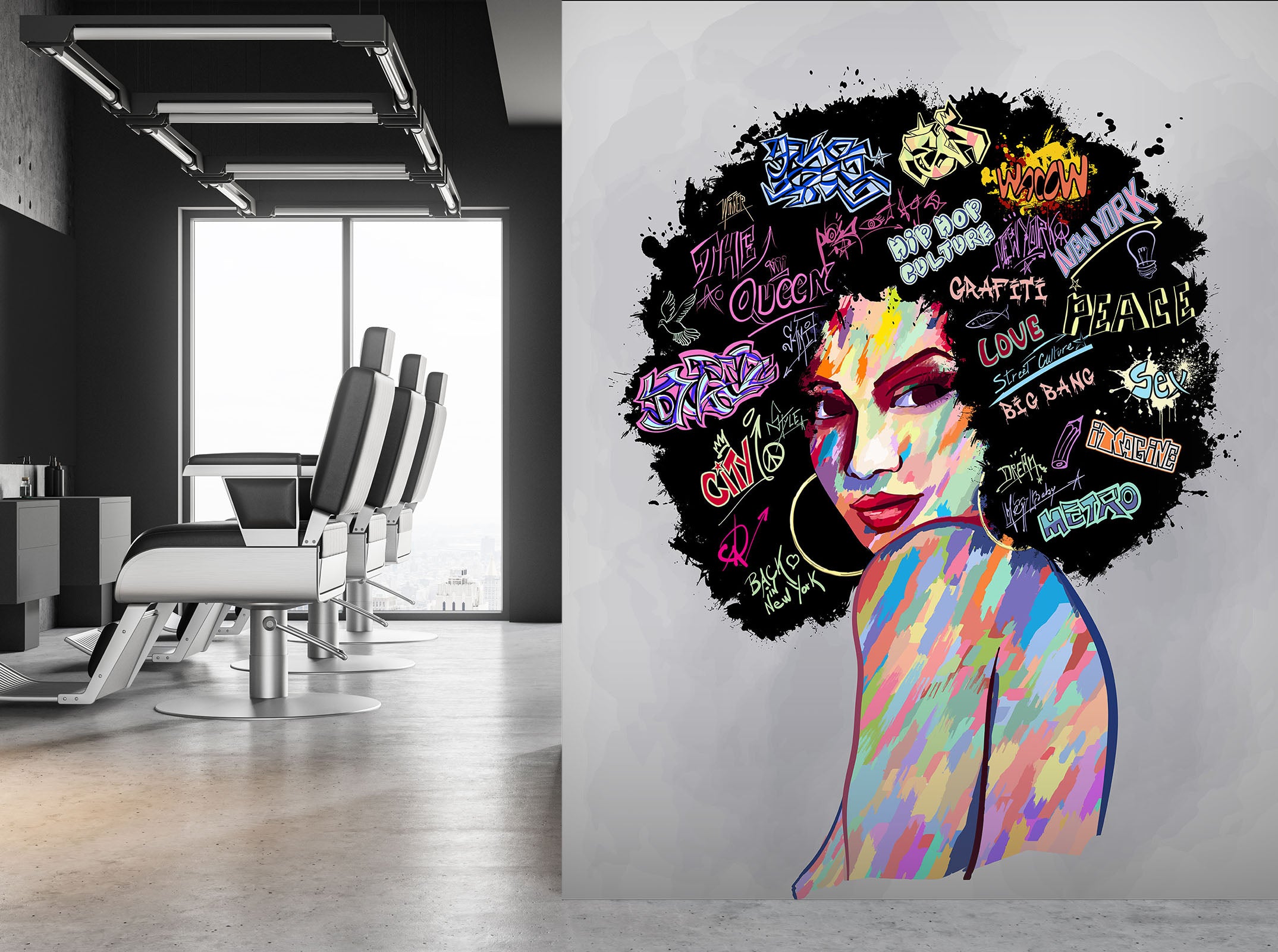 3D Girl Exploding Head 002 Wall Murals