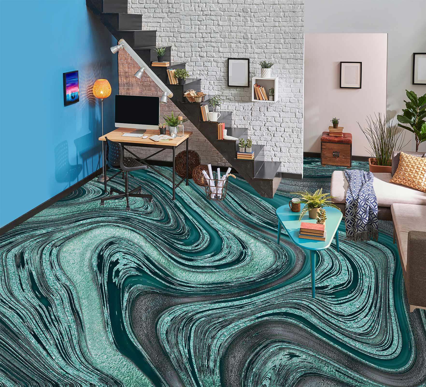 3D Green Texture Pattern 102138 Andrea Haase Floor Mural