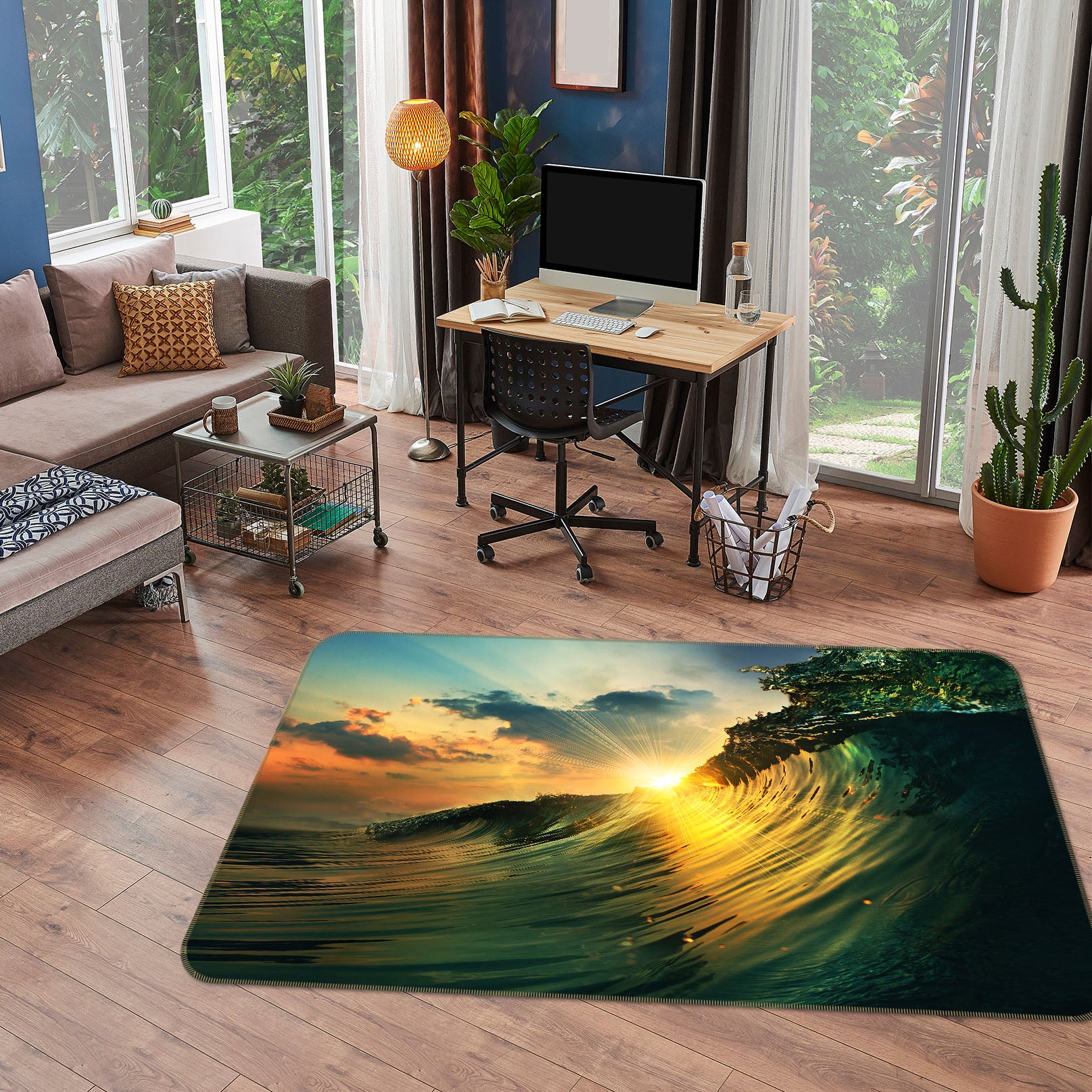 3D Sunlight Waves 36013 Non Slip Rug Mat