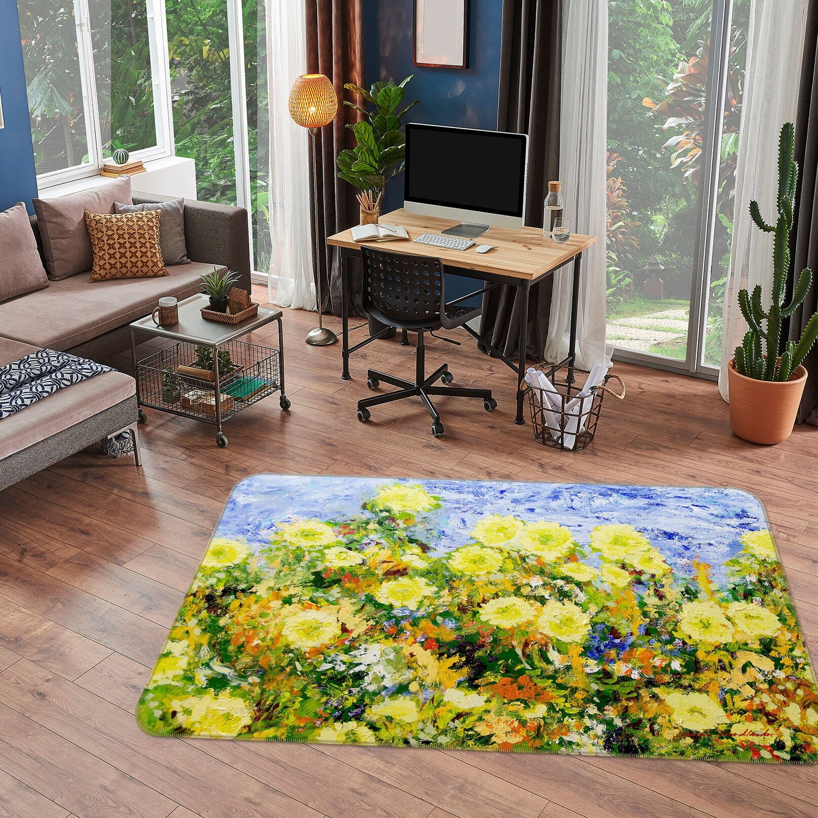 3D Color Chrysanthemum 1110 Allan P. Friedlander Rug Non Slip Rug Mat Mat AJ Creativity Home