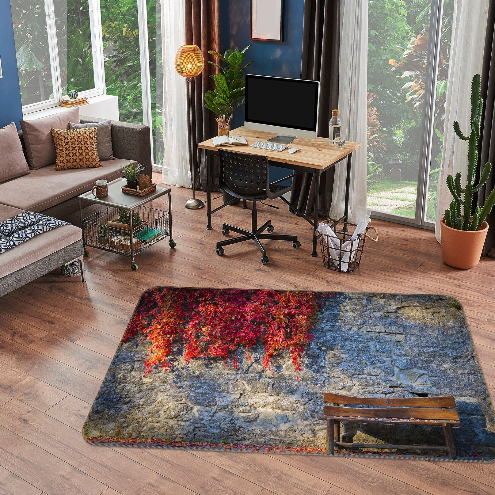 3D City Wall Maple Leaf 1171 Marco Carmassi Rug Non Slip Rug Mat Mat AJ Creativity Home