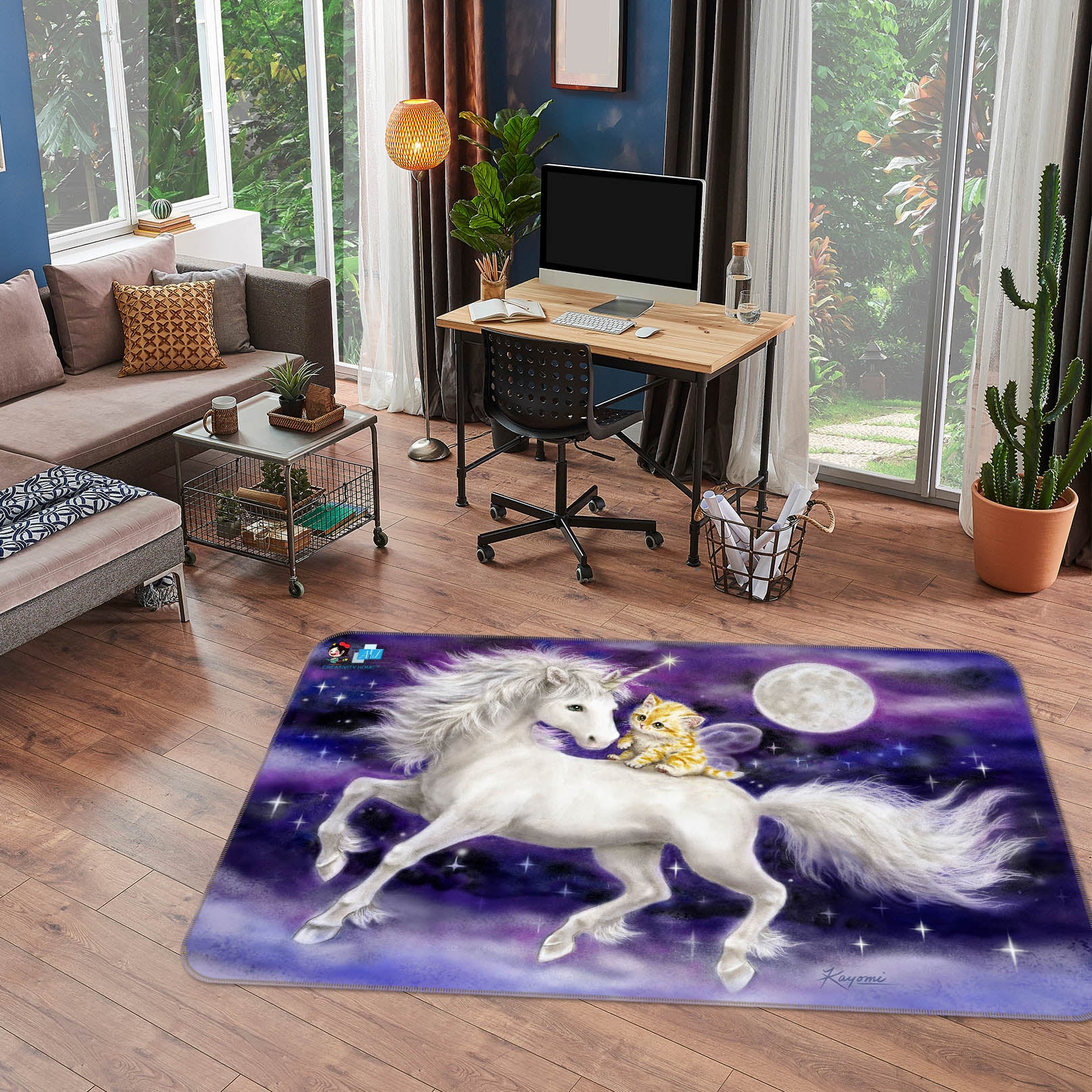 3D Unicorn Cat 5644 Kayomi Harai Rug Non Slip Rug Mat