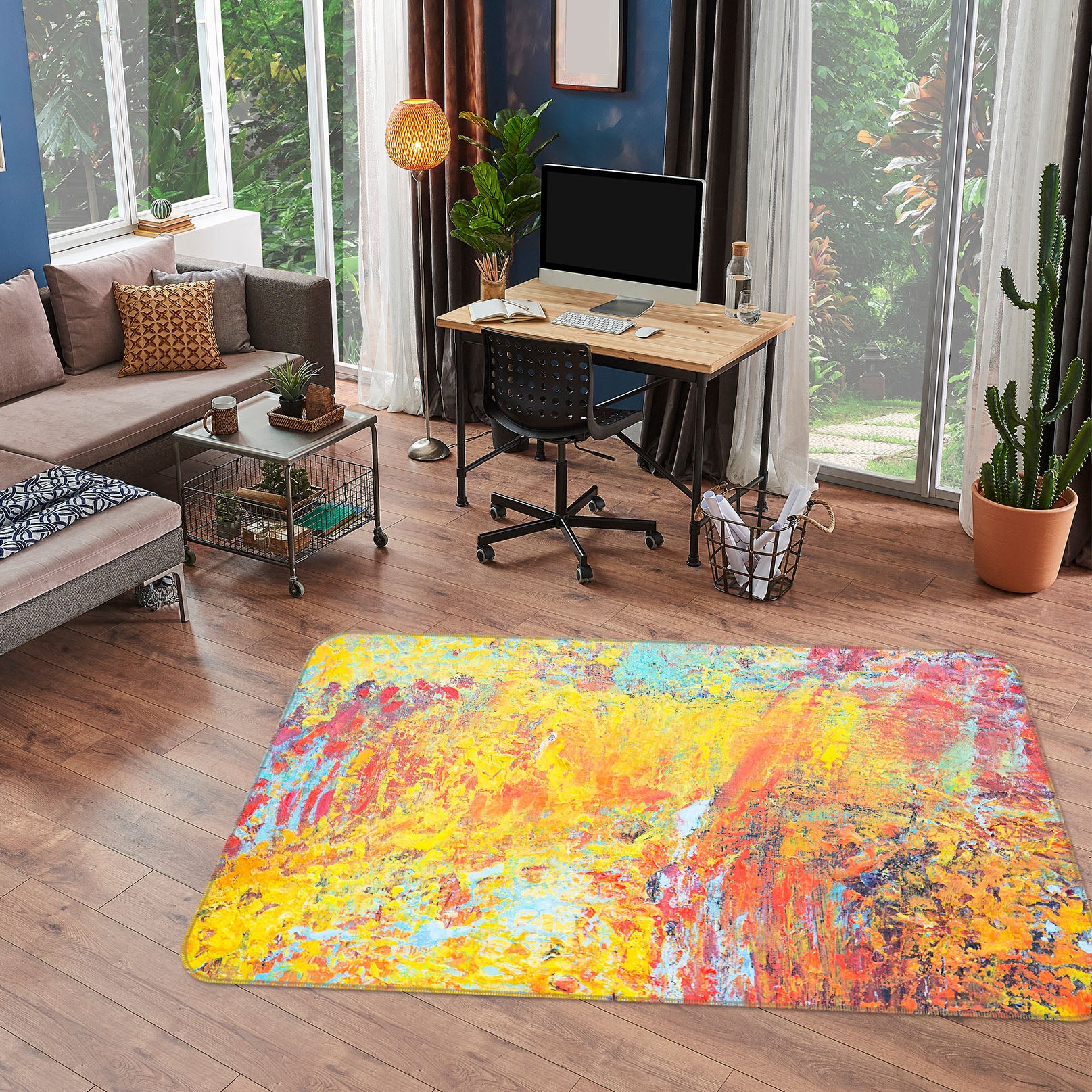3D Yellow Pattern 30113 Non Slip Rug Mat