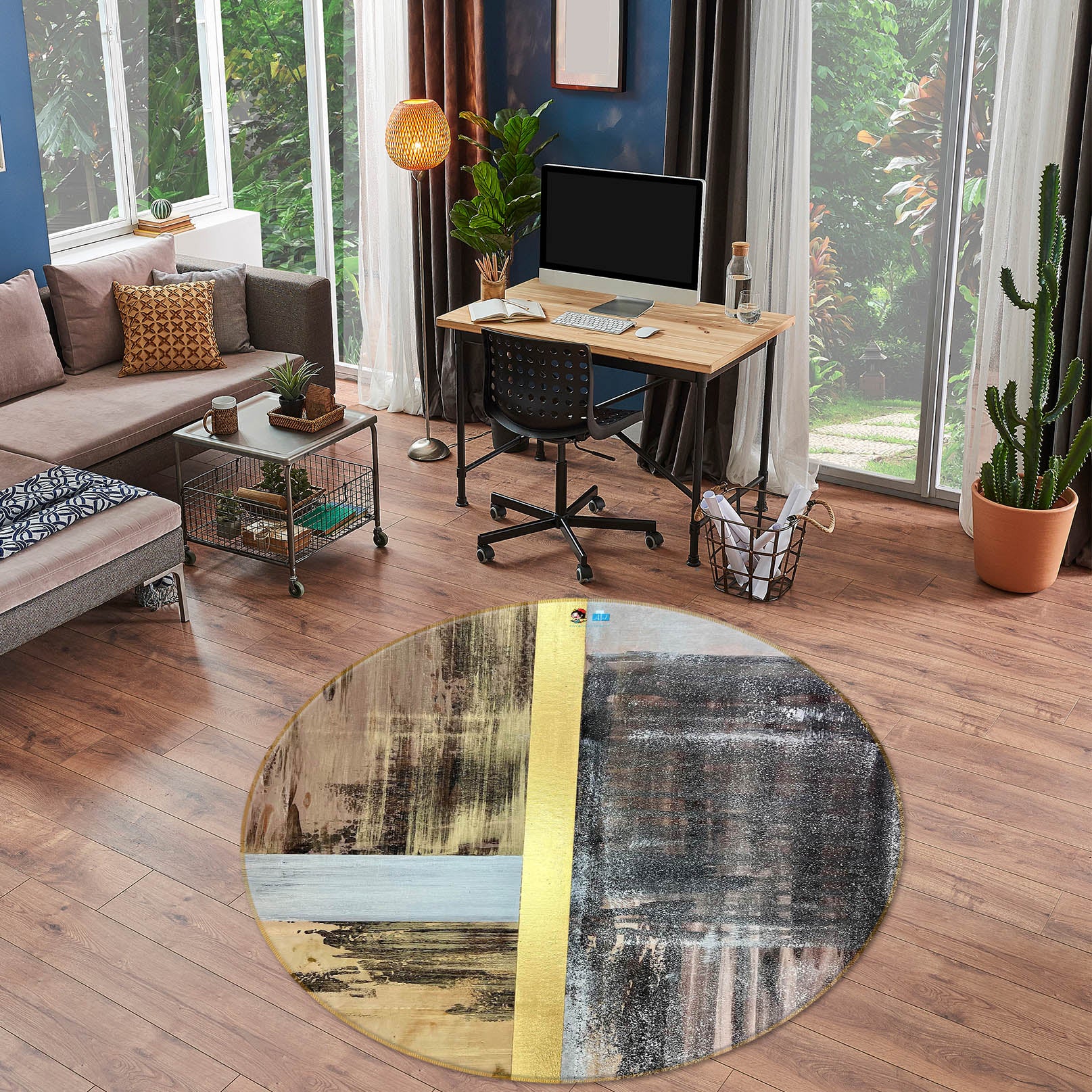 3D Vintage Paint 4056 Skromova Marina Rug Round Non Slip Rug Mat