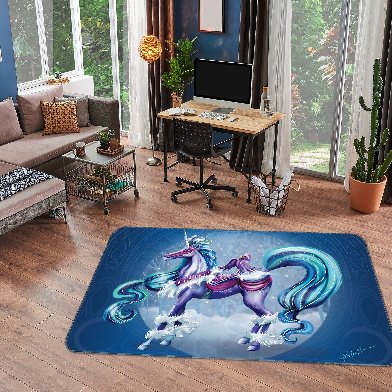 3D Cloud Unicorn 3026 Rose Catherine Khan Rug Non Slip Rug Mat Mat AJ Creativity Home