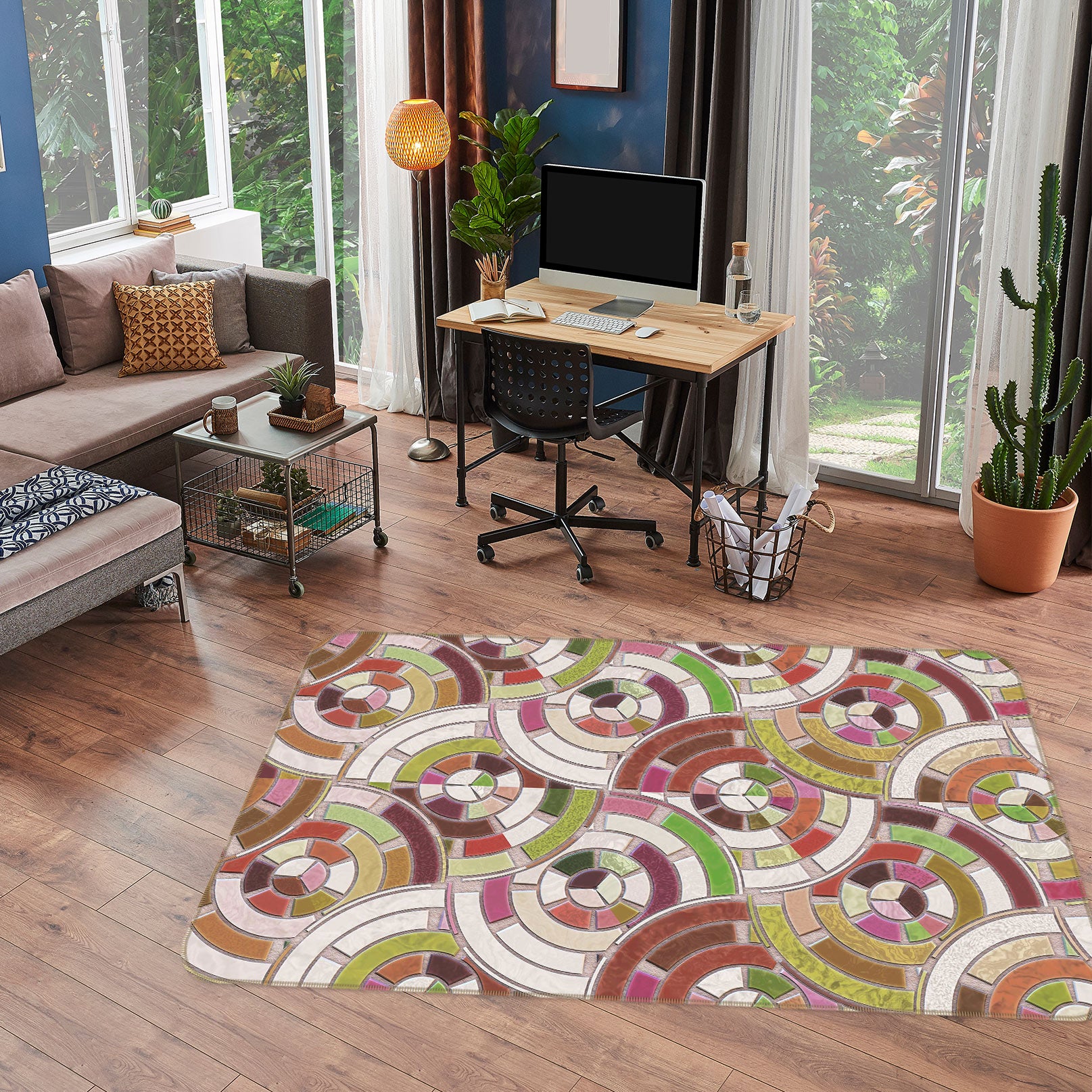 3D Circle Pattern 33027 Non Slip Rug Mat