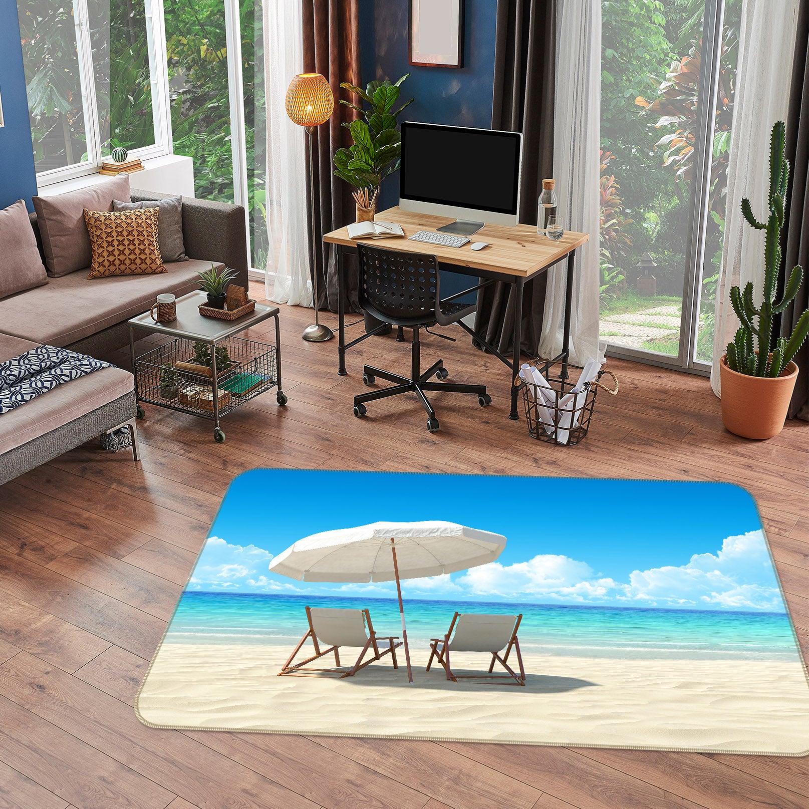 3D Beach Umbrellas 65089 Non Slip Rug Mat