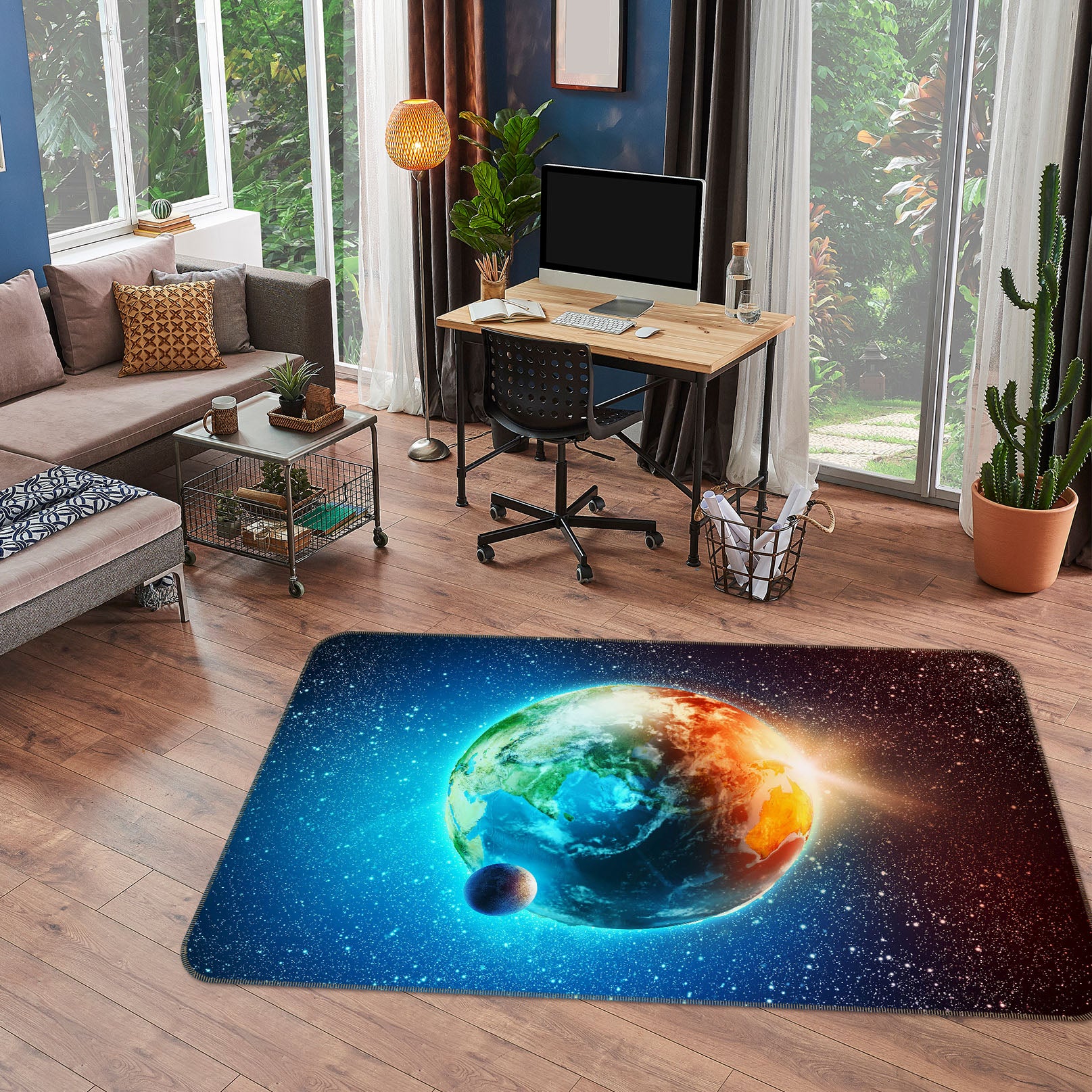 3D Earth Moon 31151 Non Slip Rug Mat