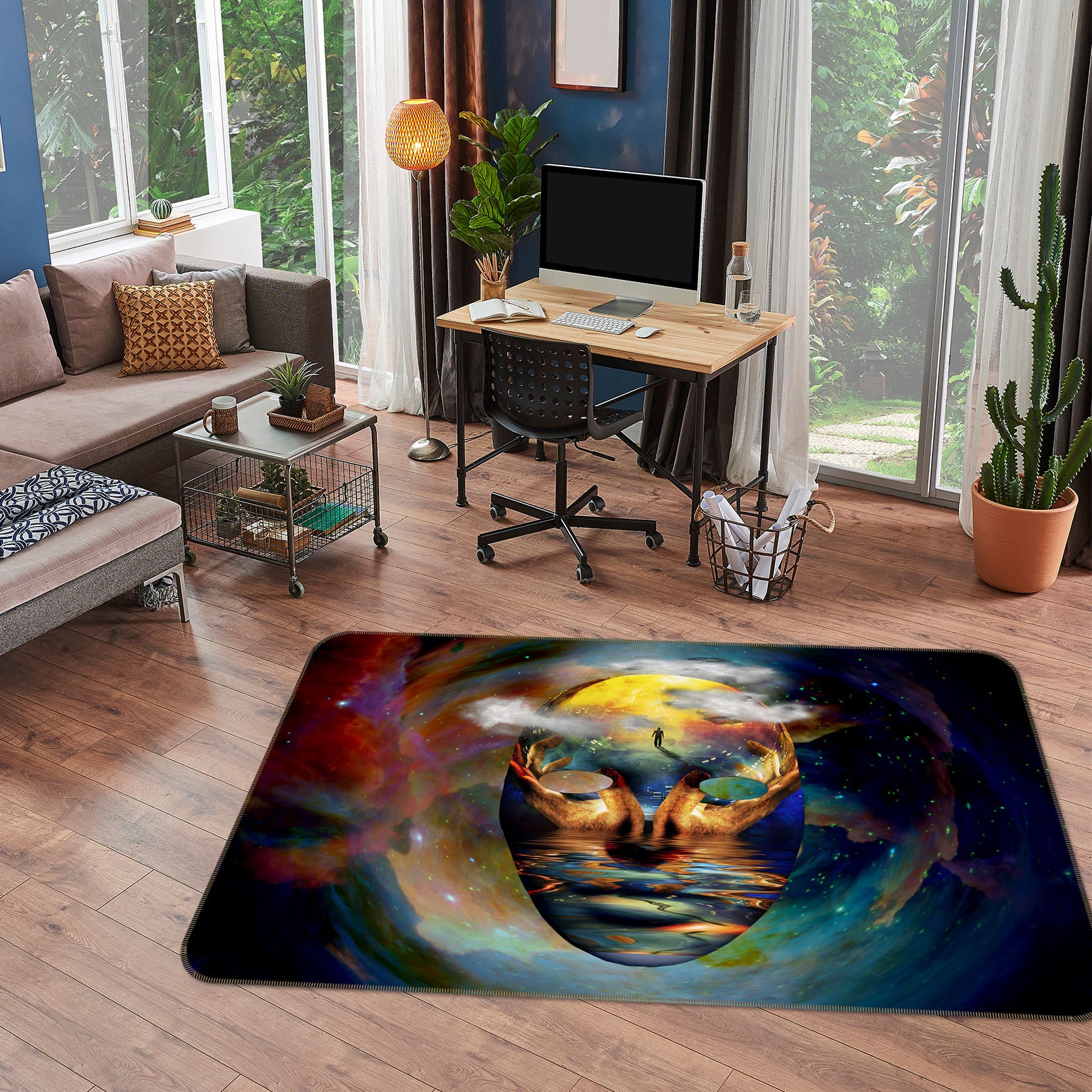 3D Planet Face 34167 Non Slip Rug Mat