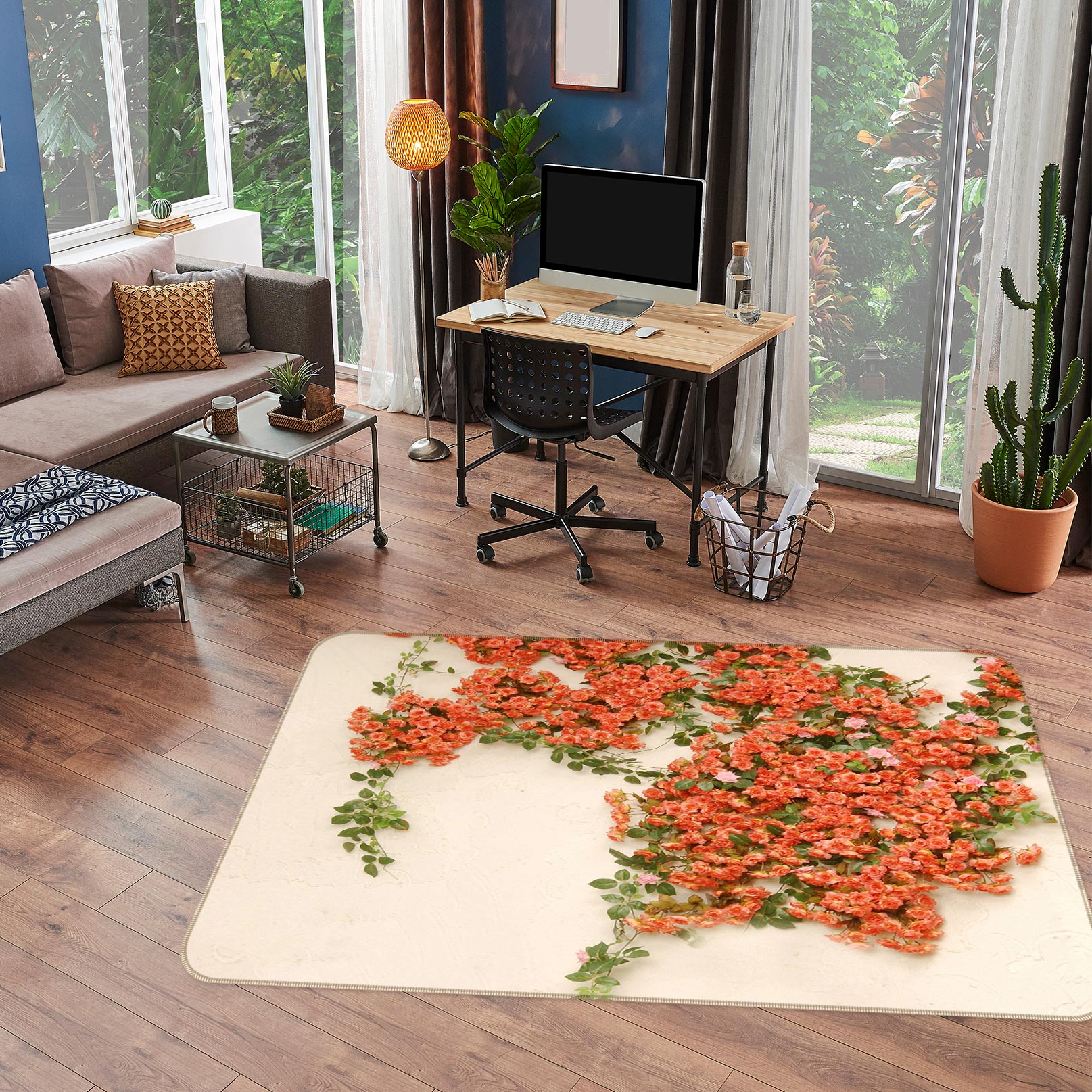 3D Flower Vine 75188 Non Slip Rug Mat