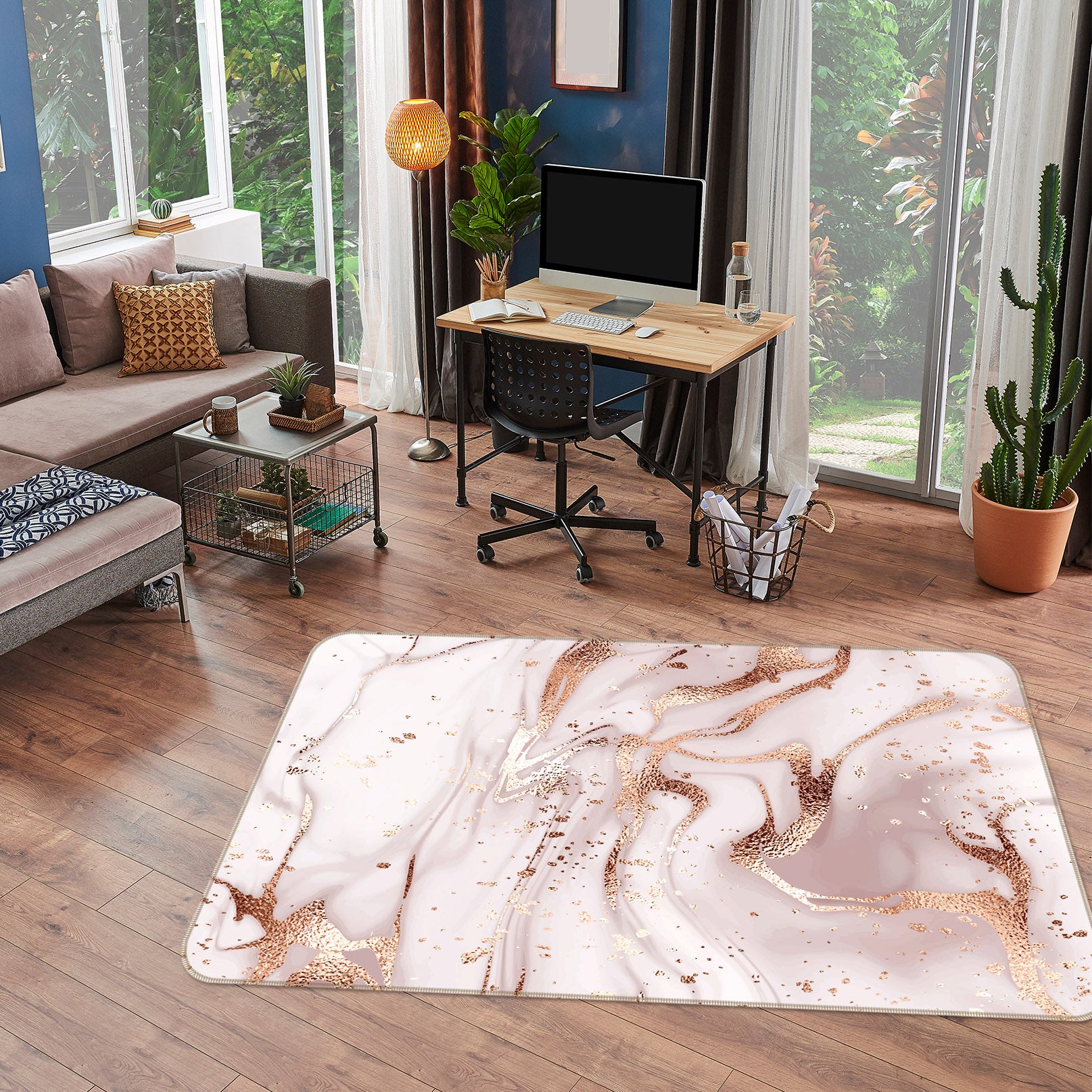 3D Golden Brown Pattern 25240 Non Slip Rug Mat