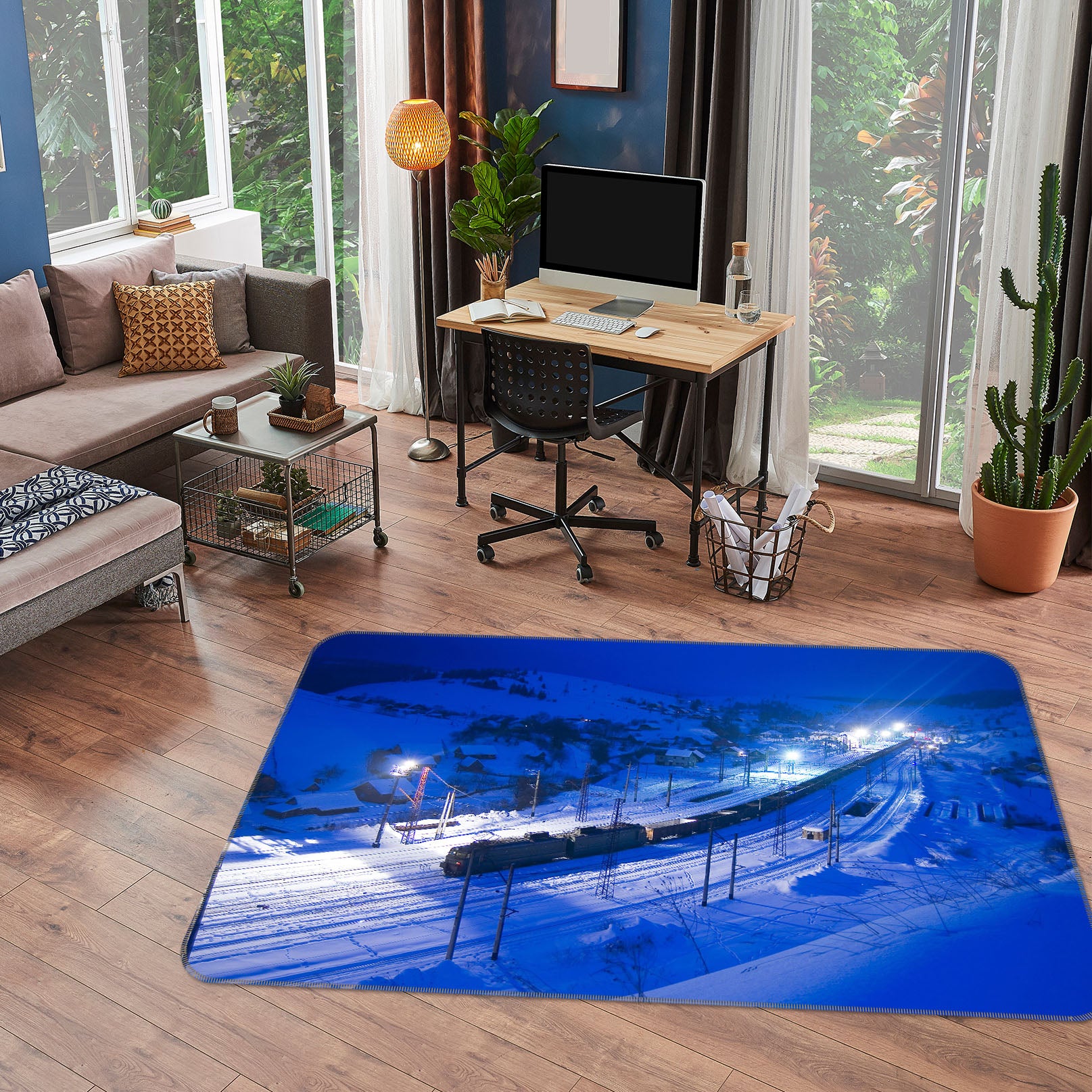 3D Snowfield Train 68122 Vehicle Non Slip Rug Mat