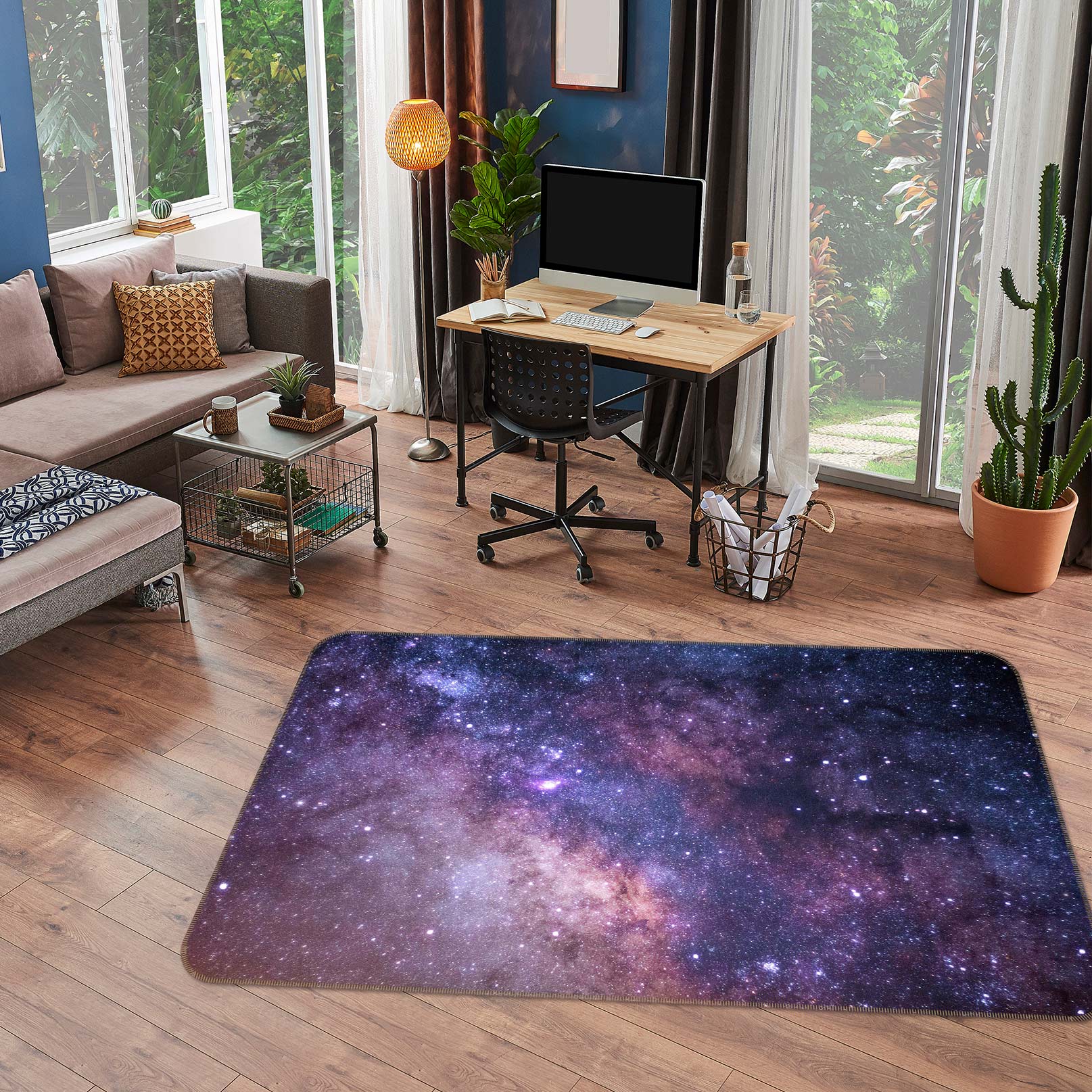 3D Purple Starry Sky 26231 Non Slip Rug Mat