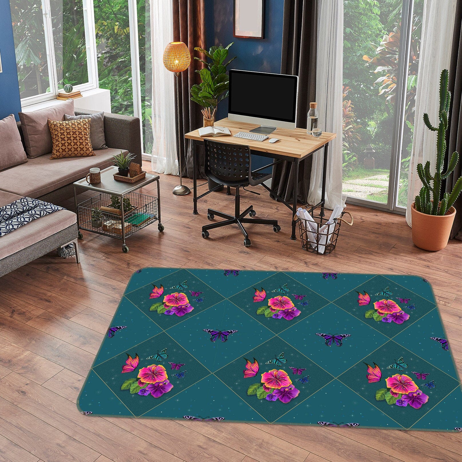 3D Purple Flowers 3023 Rose Catherine Khan Rug Non Slip Rug Mat Mat AJ Creativity Home
