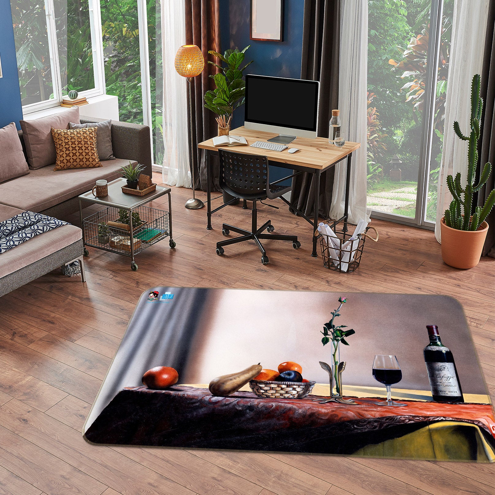 3D Red Wine Fruit 11146 Matthew Holden Bates Rug Non Slip Rug Mat