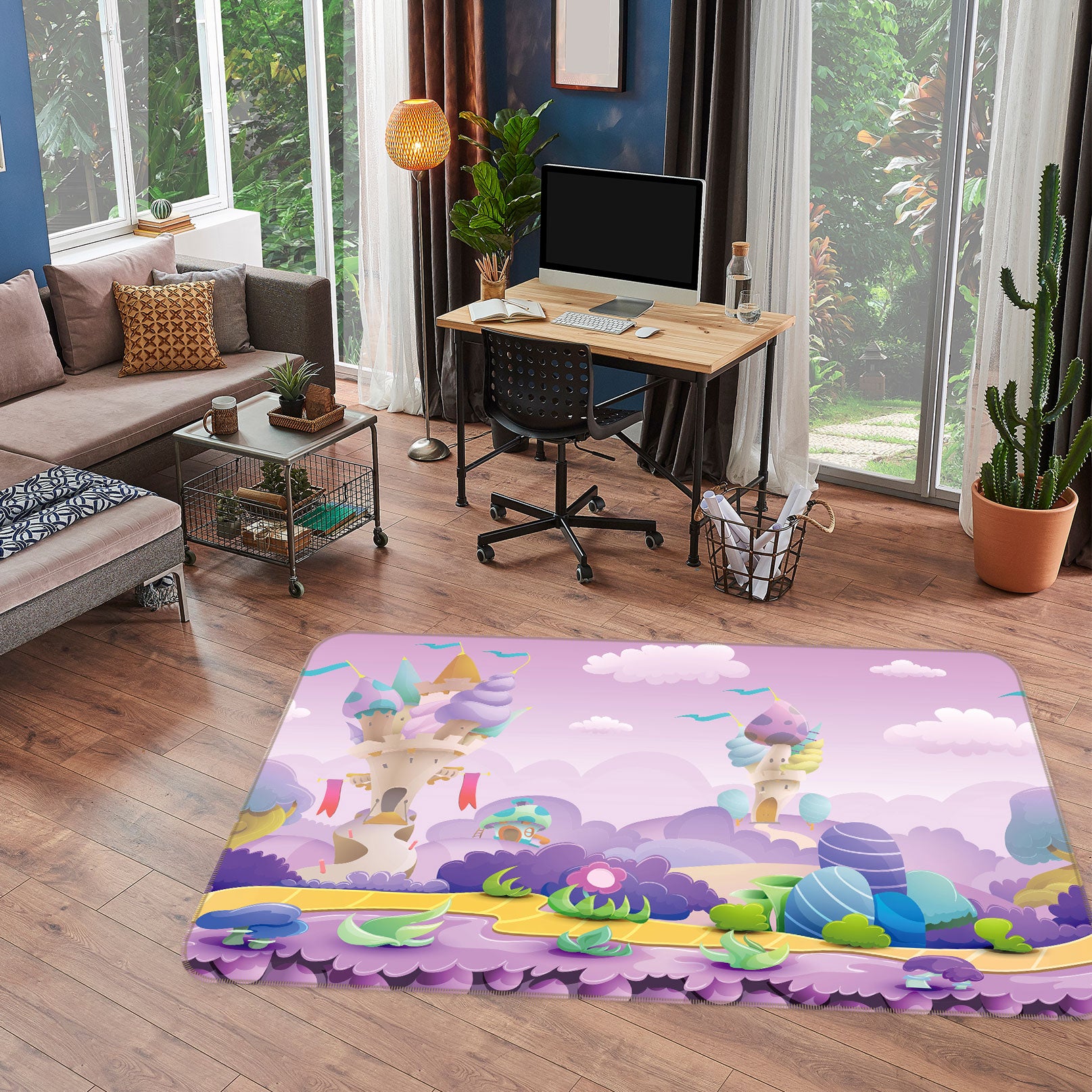 3D Purple Grove 77027 Non Slip Rug Mat