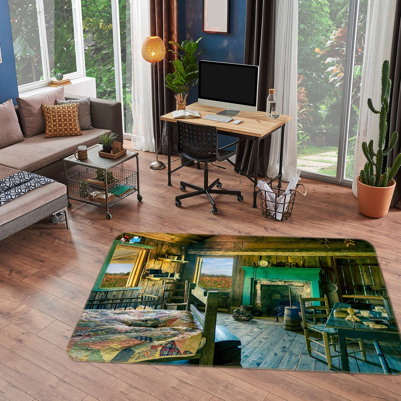 3D Outdoor Cabin 5134 Beth Sheridan Rug Non Slip Rug Mat