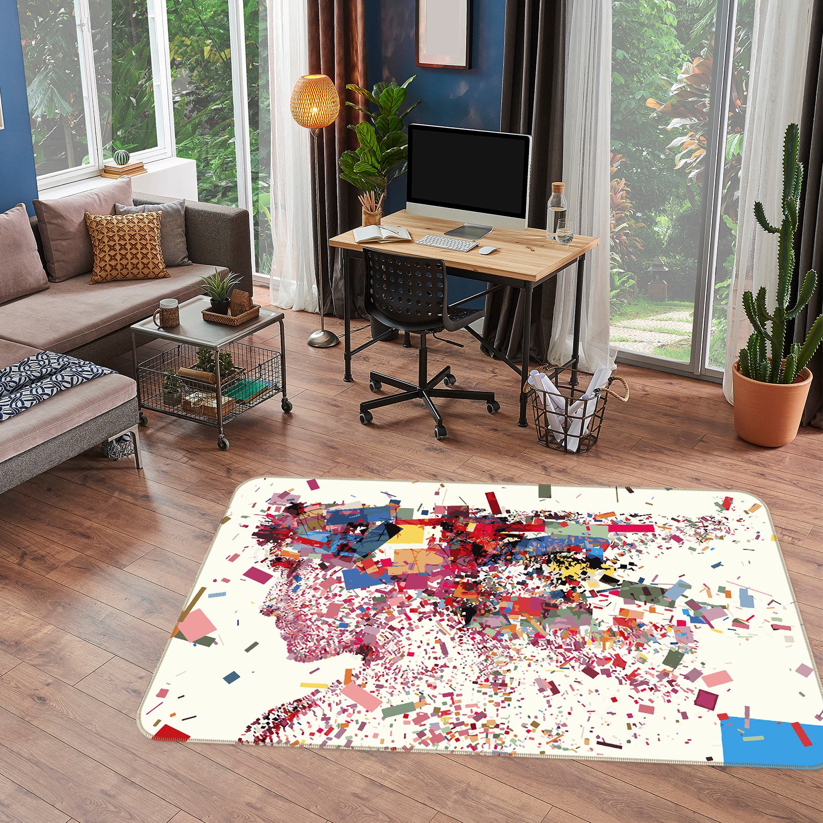 3D Color Fragment Pattern 77055 Non Slip Rug Mat