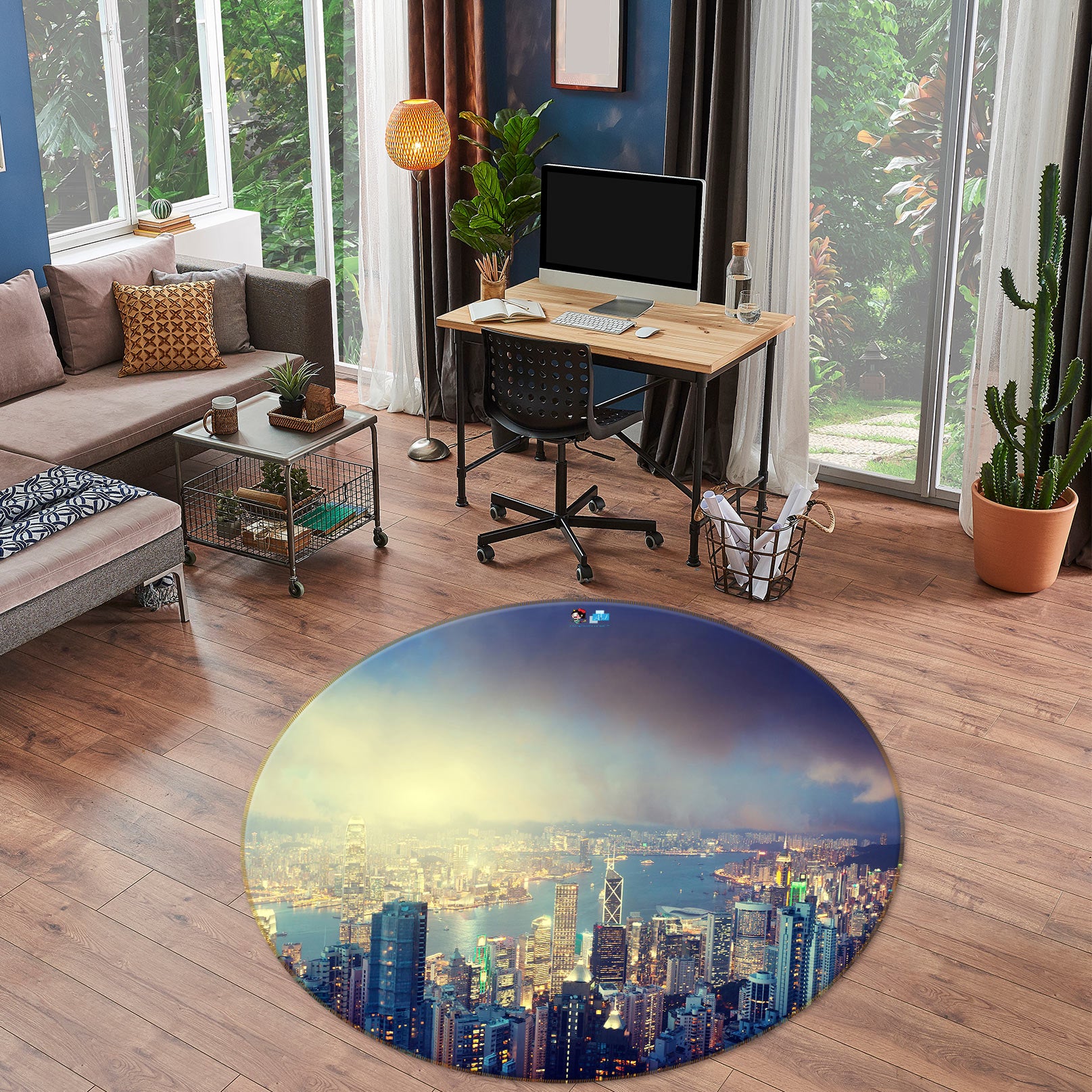 3D Urban High-Rise 72206 Round Non Slip Rug Mat