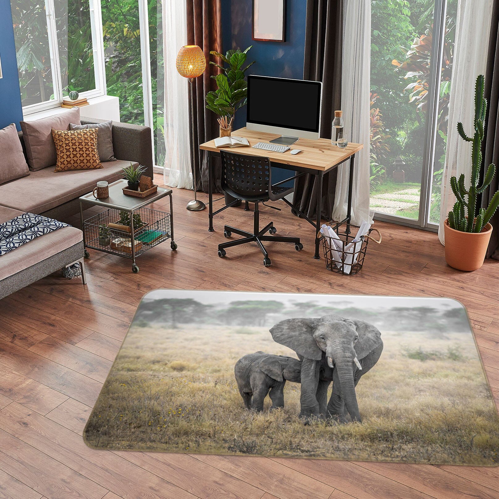 3D Steppe Elephant 1104 Marco Carmassi Rug Non Slip Rug Mat Mat AJ Creativity Home