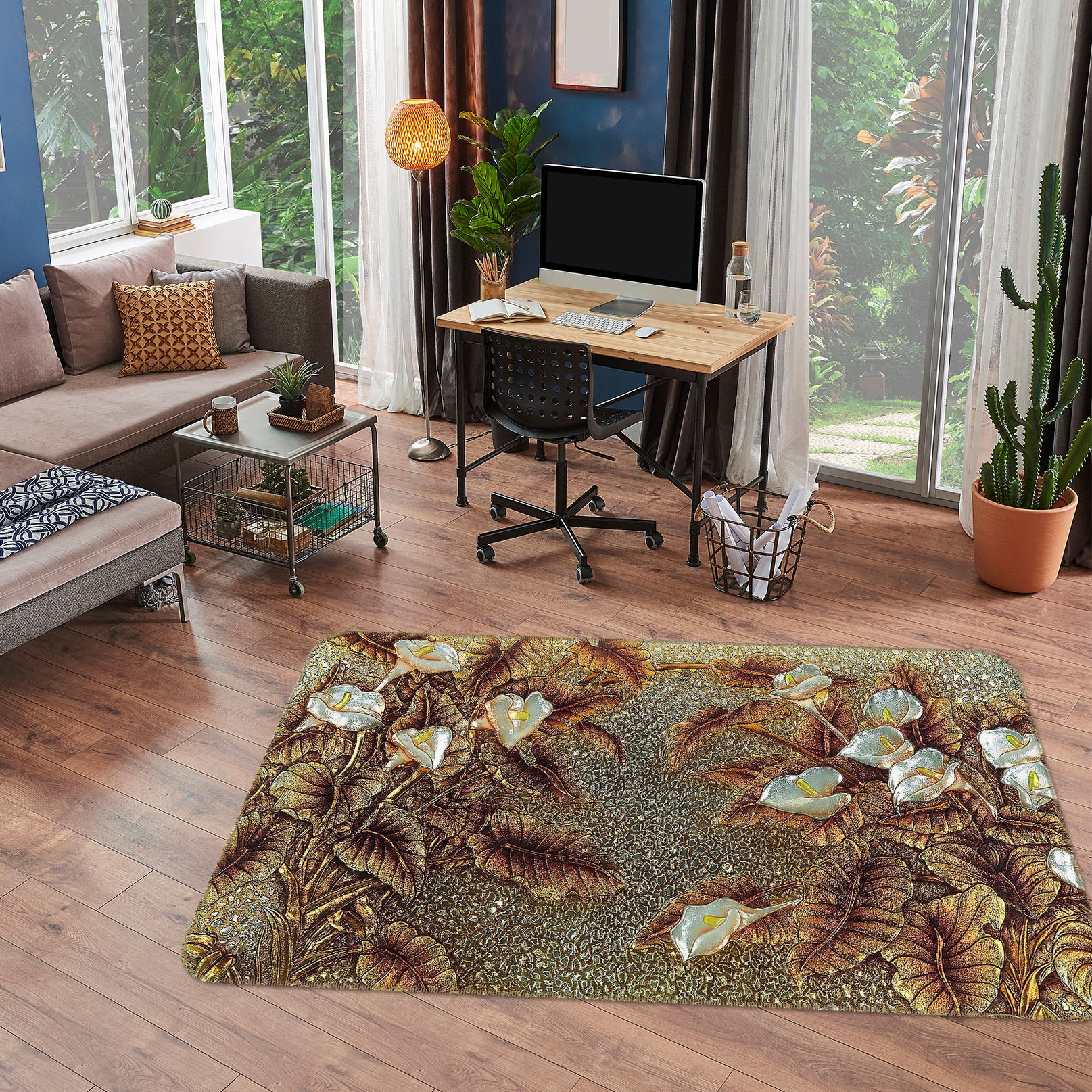 3D Leaf Pattern 32093 Non Slip Rug Mat