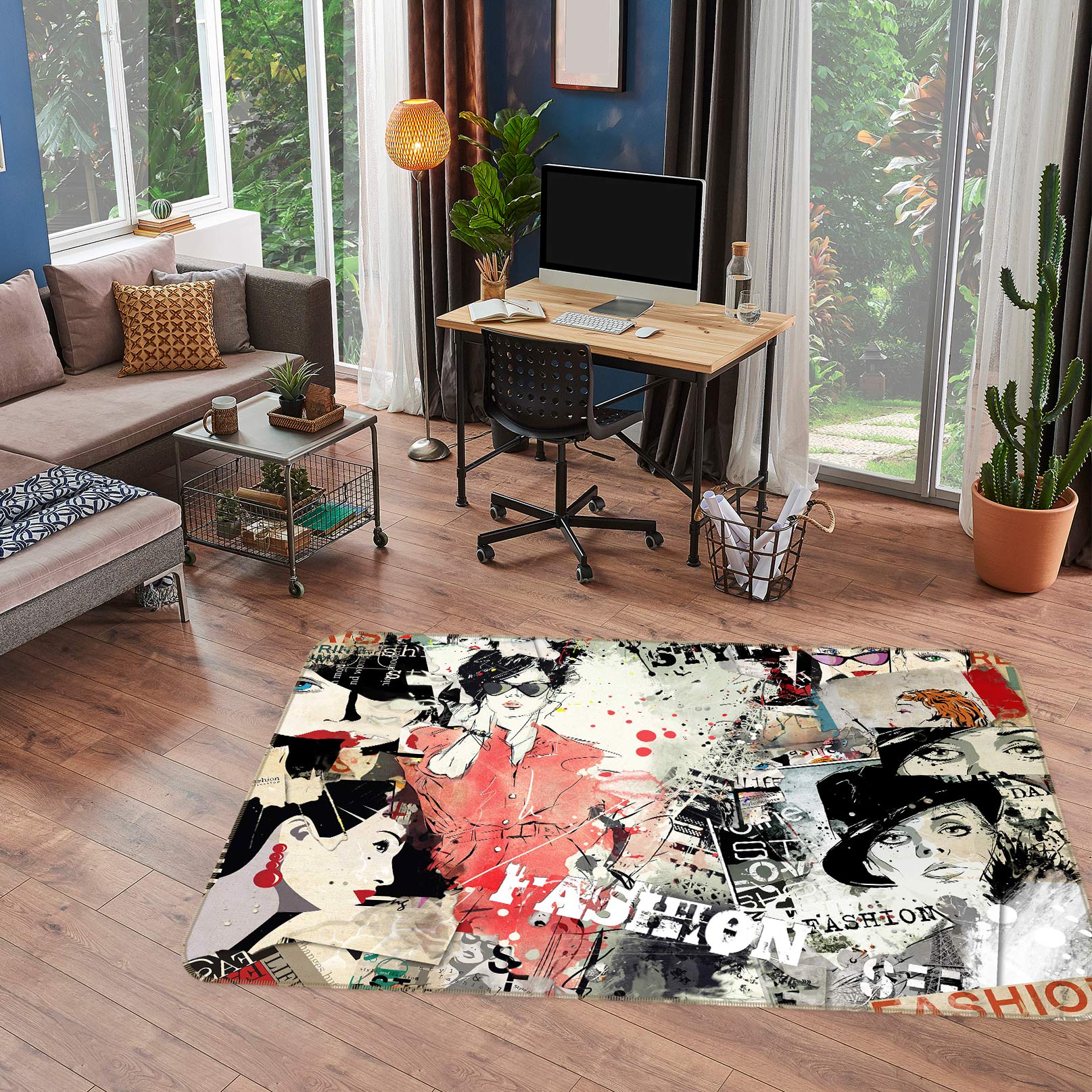 3D Eiffel Tower Woman 77179 Non Slip Rug Mat