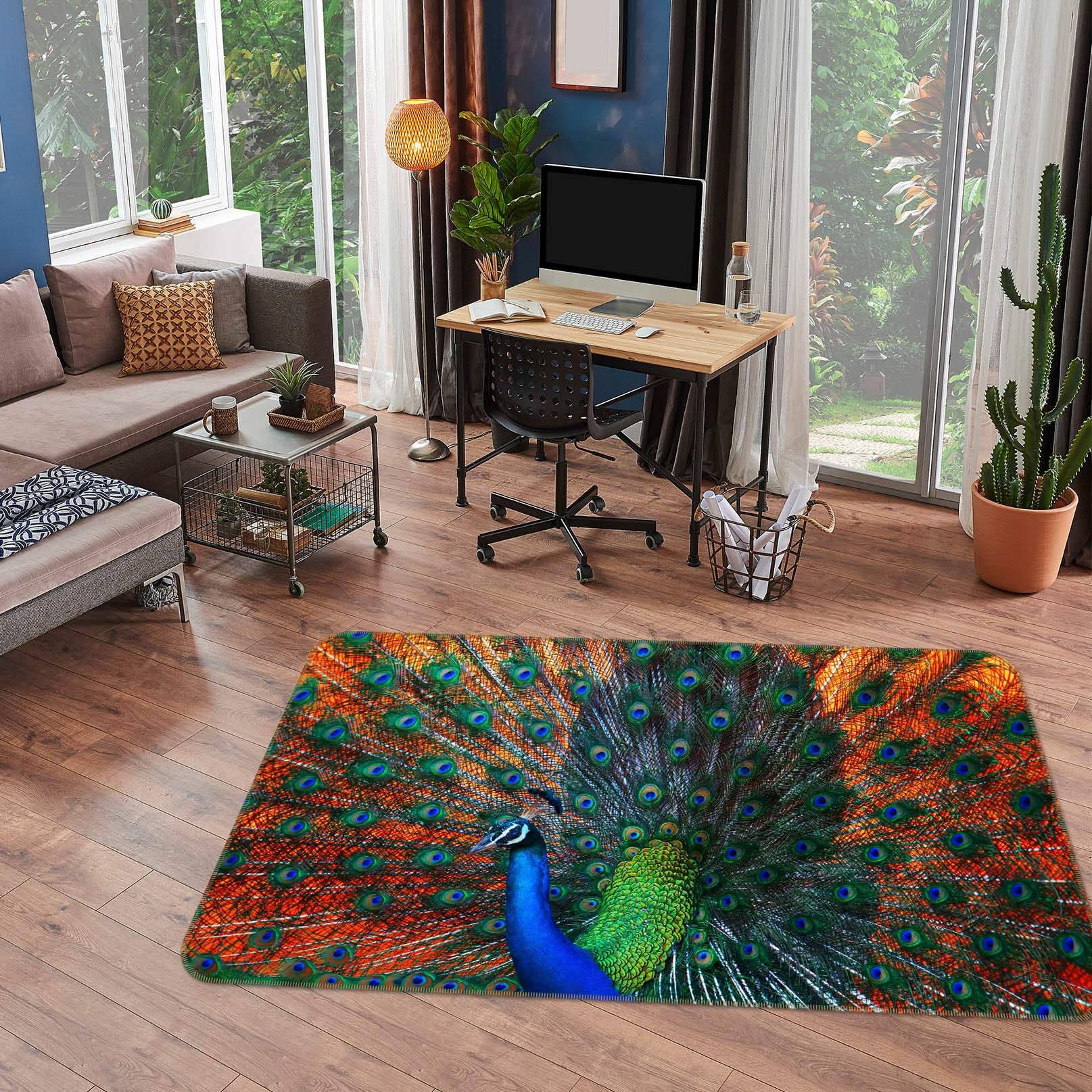 3D Peacock 69008 Animal Non Slip Rug Mat